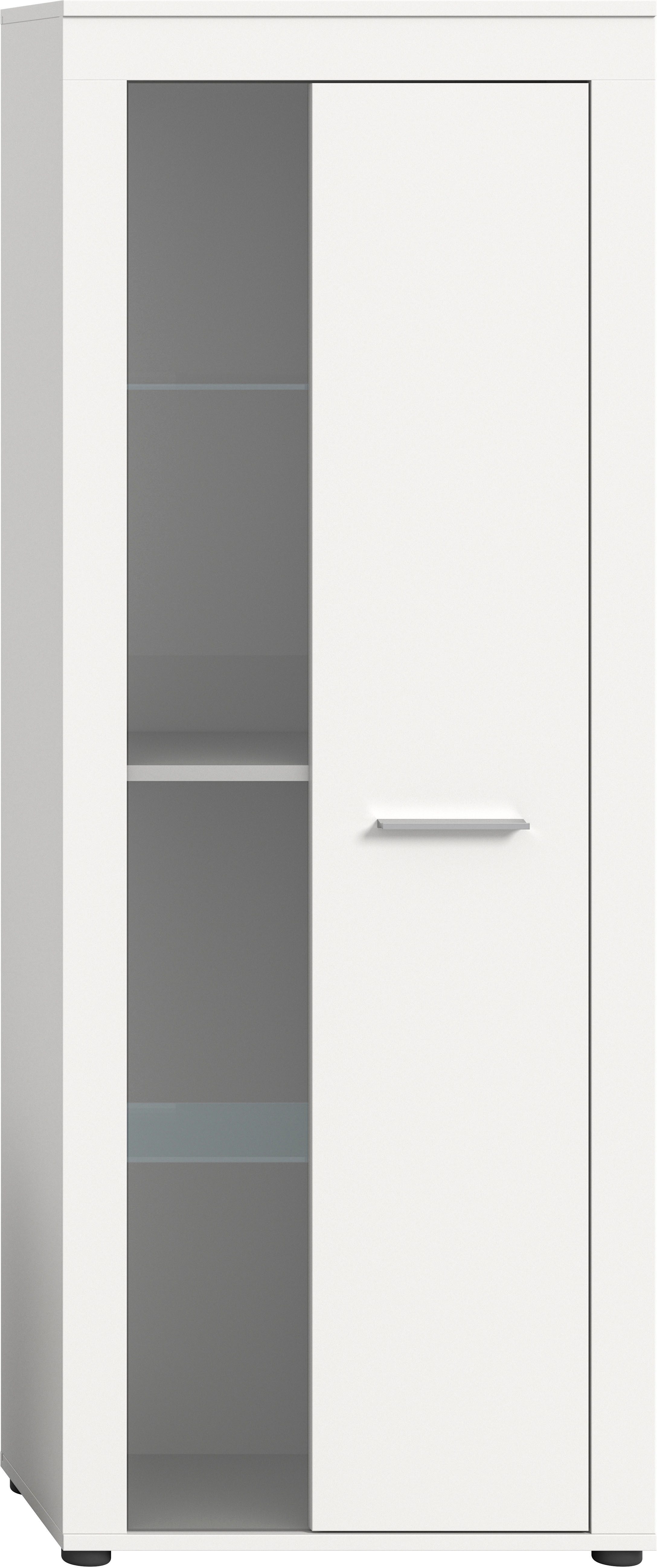 INOSIGN Vitrinekast Aosta, hoogte 159 cm, in verschillende kleuruitvoeringen 1 deur, 3 legplanken, 4 vakken, woonkamer, staande vitrine, glazen vitrine