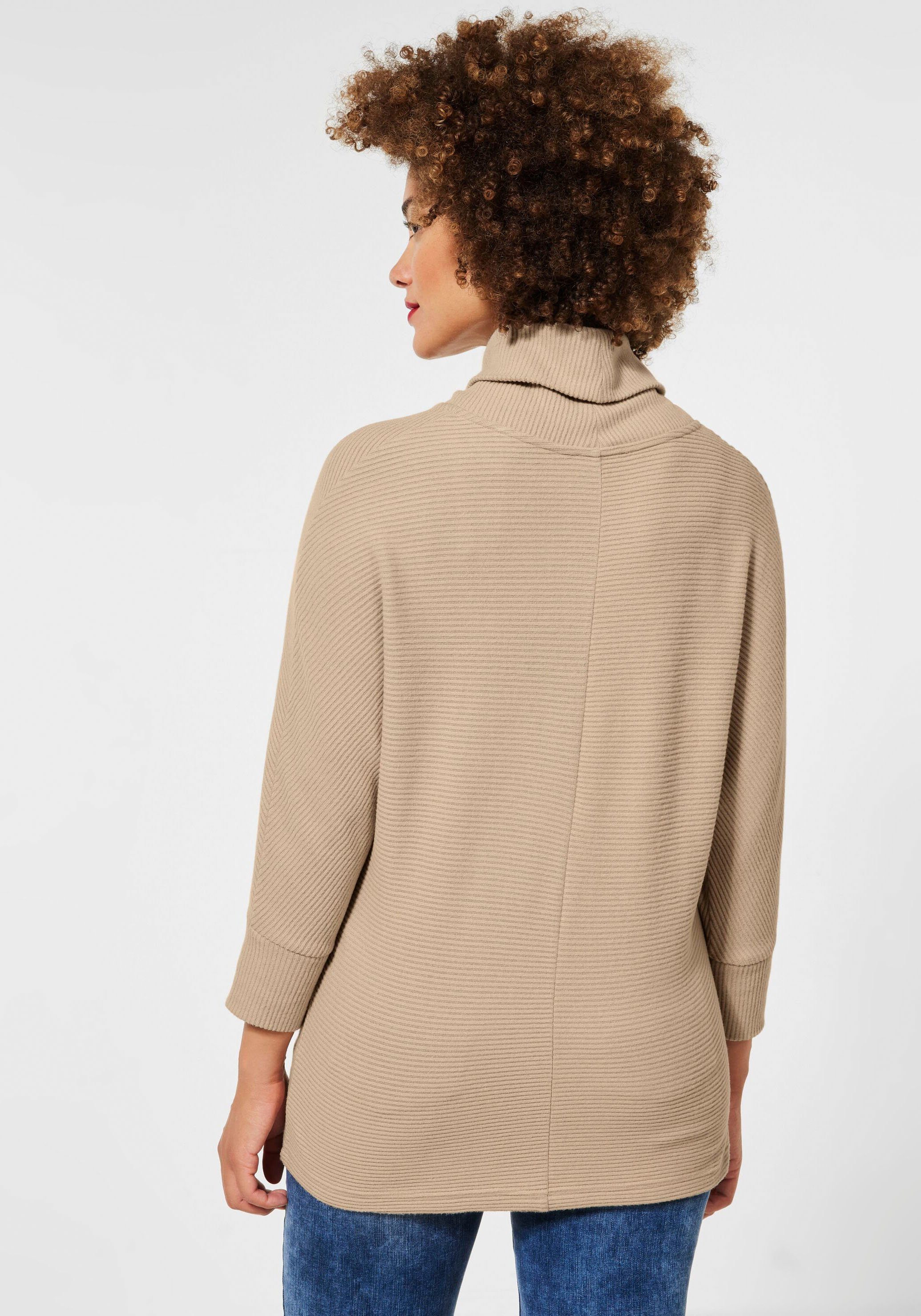 STREET ONE Colshirt met ribstructuur
