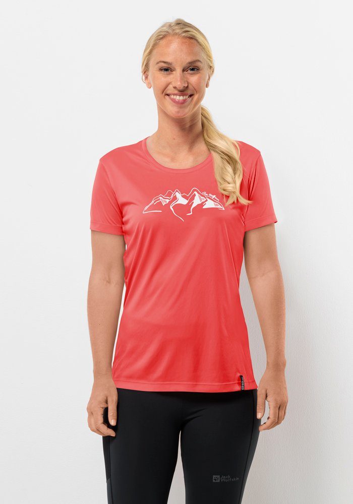 Jack Wolfskin Peak Graphic T-Shirt Women Functioneel shirt Dames XL rood vibrant red