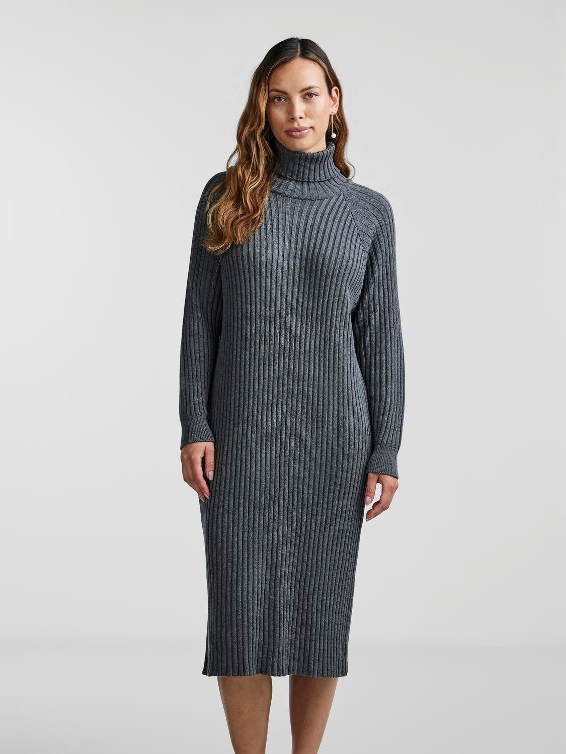 Y.A.S Gebreide jurk YASMAVI KNIT MIDI ROLLNECK DRESS