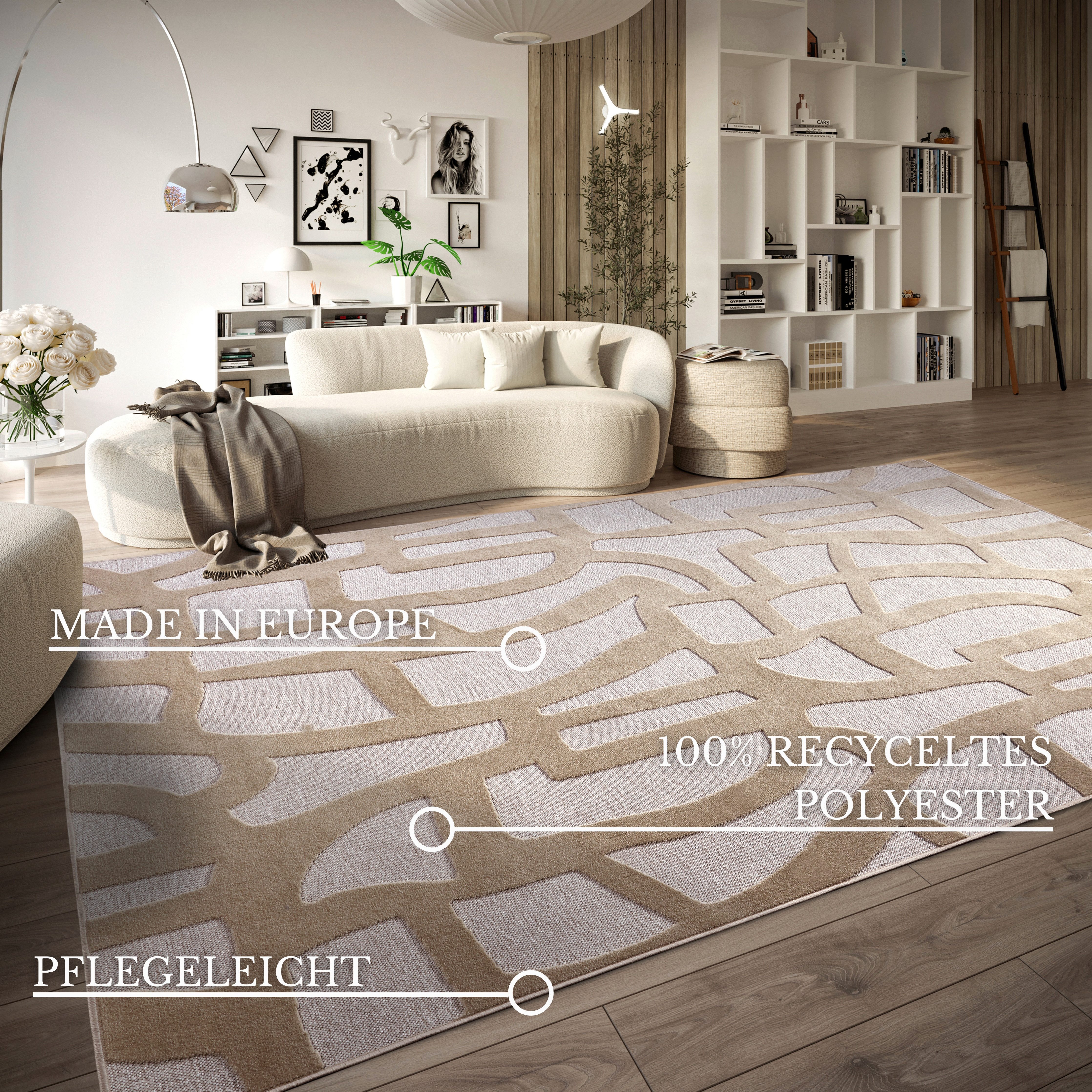 Villeroy & Boch Vloerkleed Therese Duurzaam, woonkamer, slaapkamer, modern, hoog-laag effect, gang
