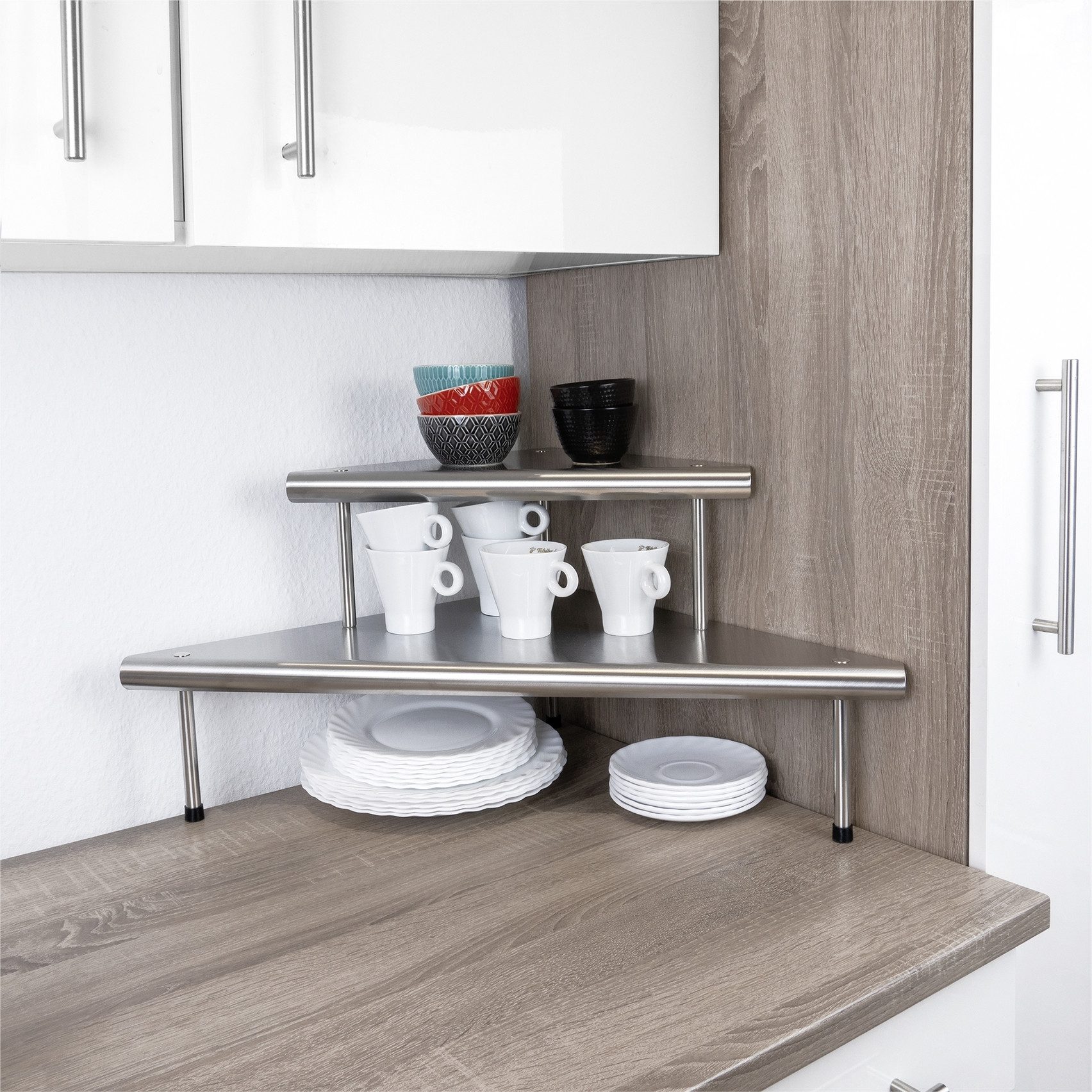 Maximex Keukenrek Massivo Duo Hoekrek voor de keuken, 2 planken, meer ruimte op het werkblad