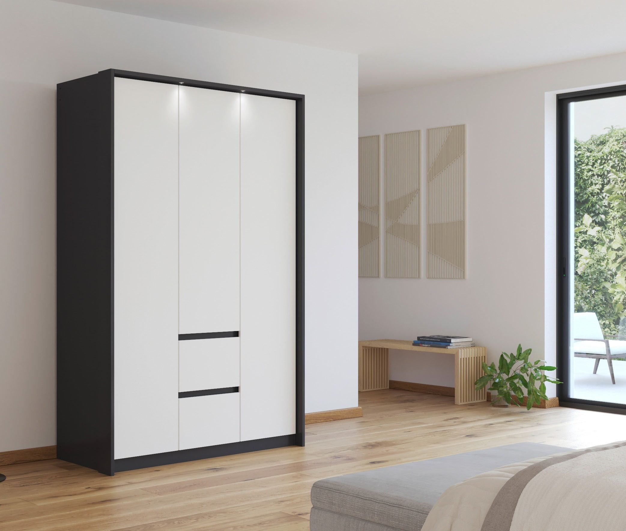 rauch Draaideurkast Mainz met passe-partout optioneel met verlichting, buitendeuren met push-to-openfunctie