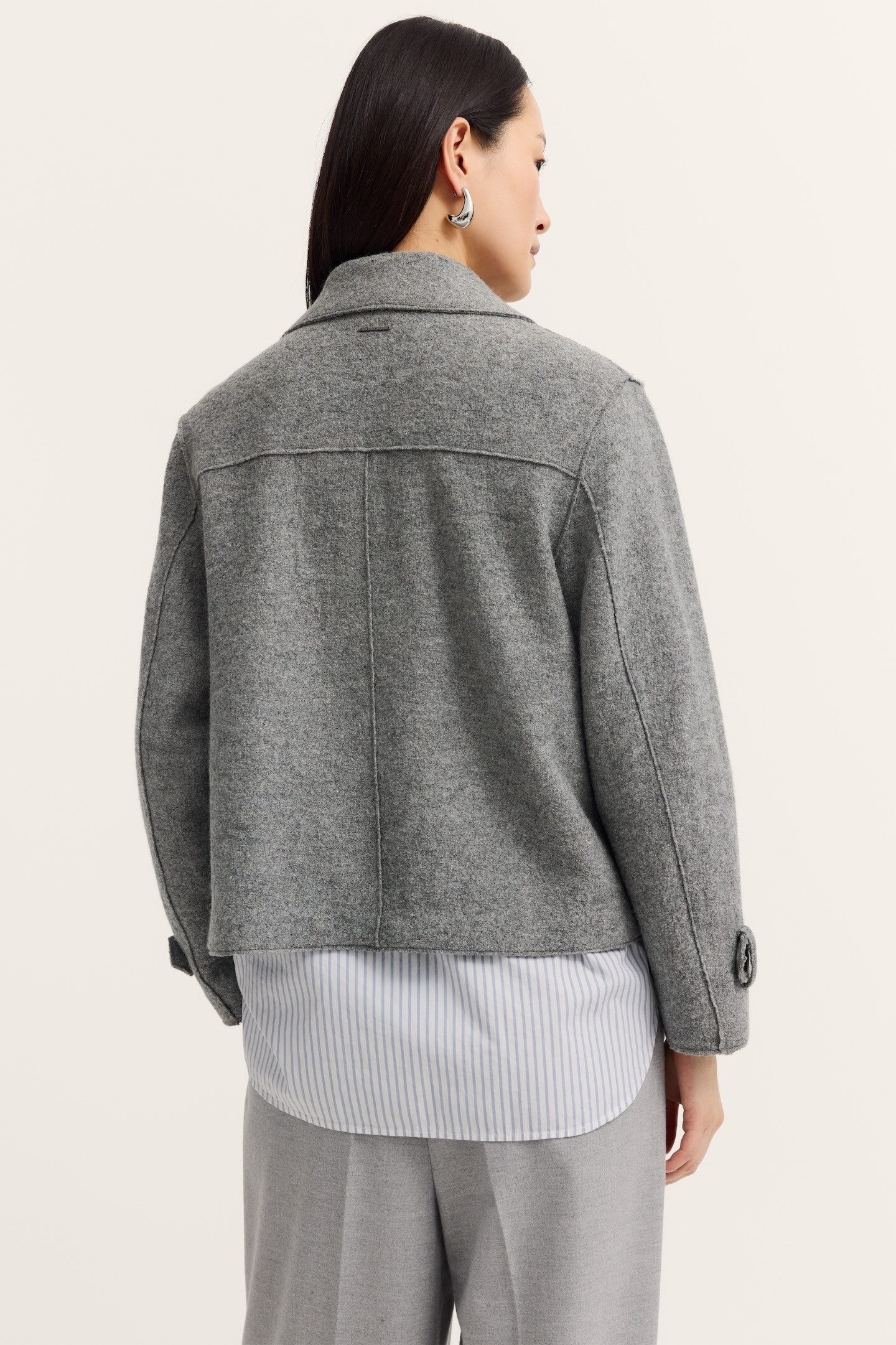 Bugatti Wollen jack Flexcity Stretch in losse fit met openkantig gekookte wol