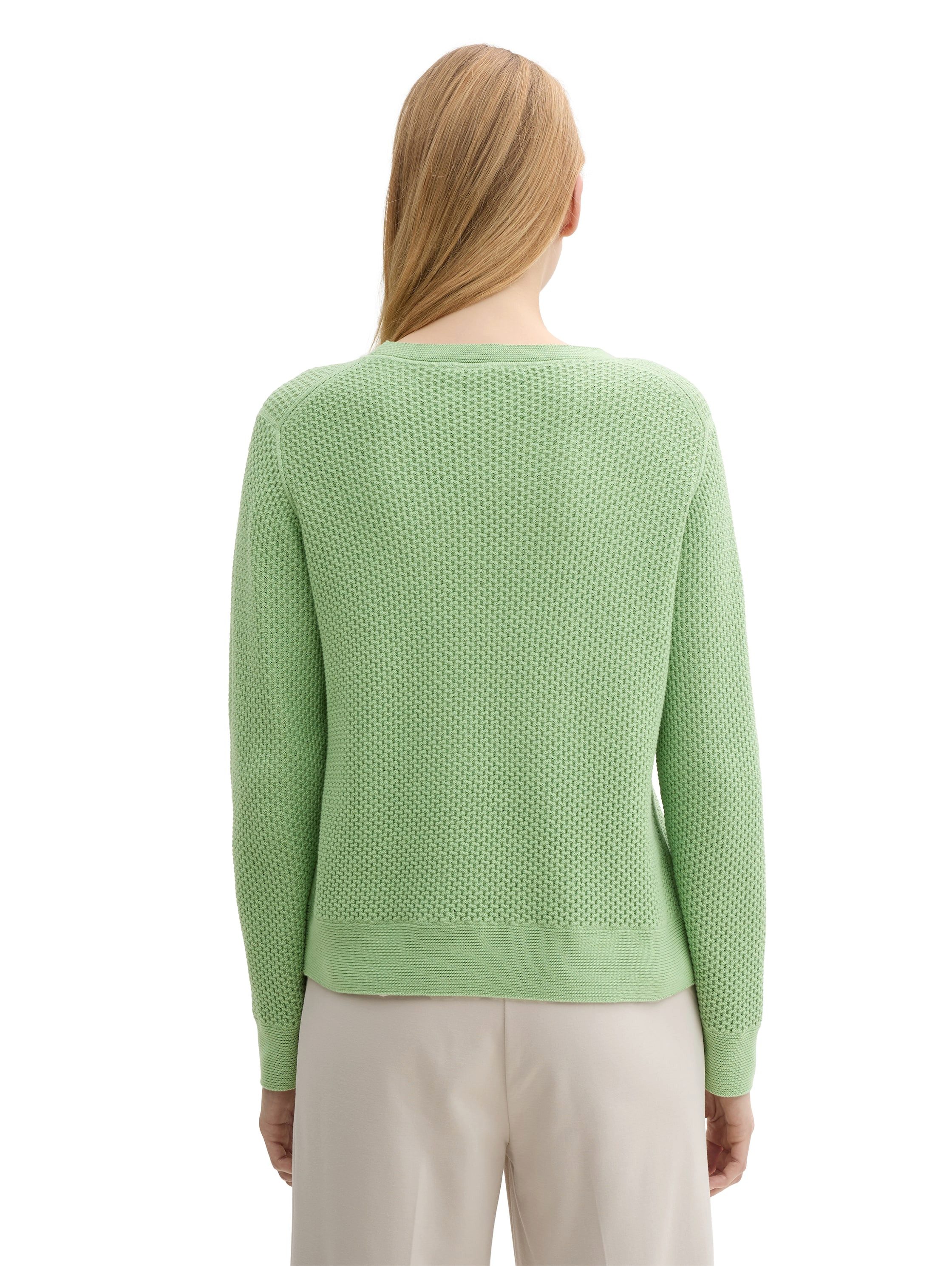 Tom Tailor Trui met ronde hals in tricot-look
