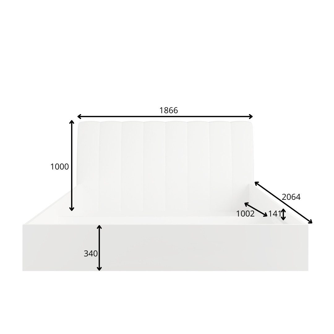 INOSIGN Bed Malissa met gevoerd hoofdeinde zonder opbergruimte Bedframe, slaapoppervlak 180x200 cm, BxDxH 186,6 x 206,4 x 100 cm