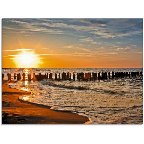 Artland print op glas Schöner Sonnenuntergang am Strand
