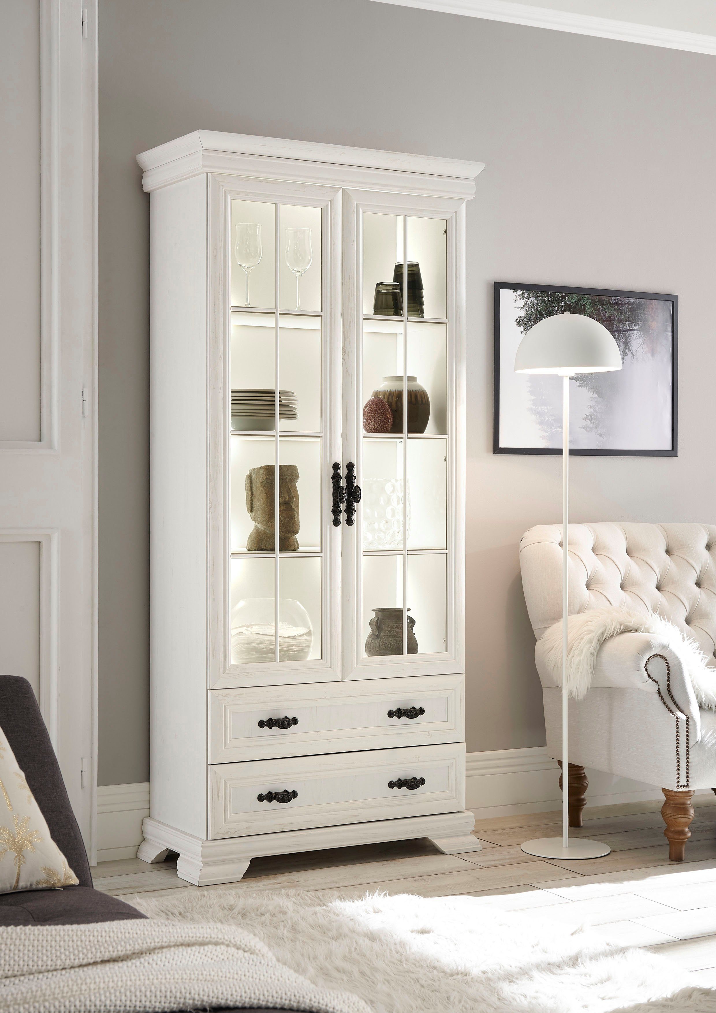 Home affaire Vitrinekast Royal Hoogte ca. 192 cm, getinte glazen panelen