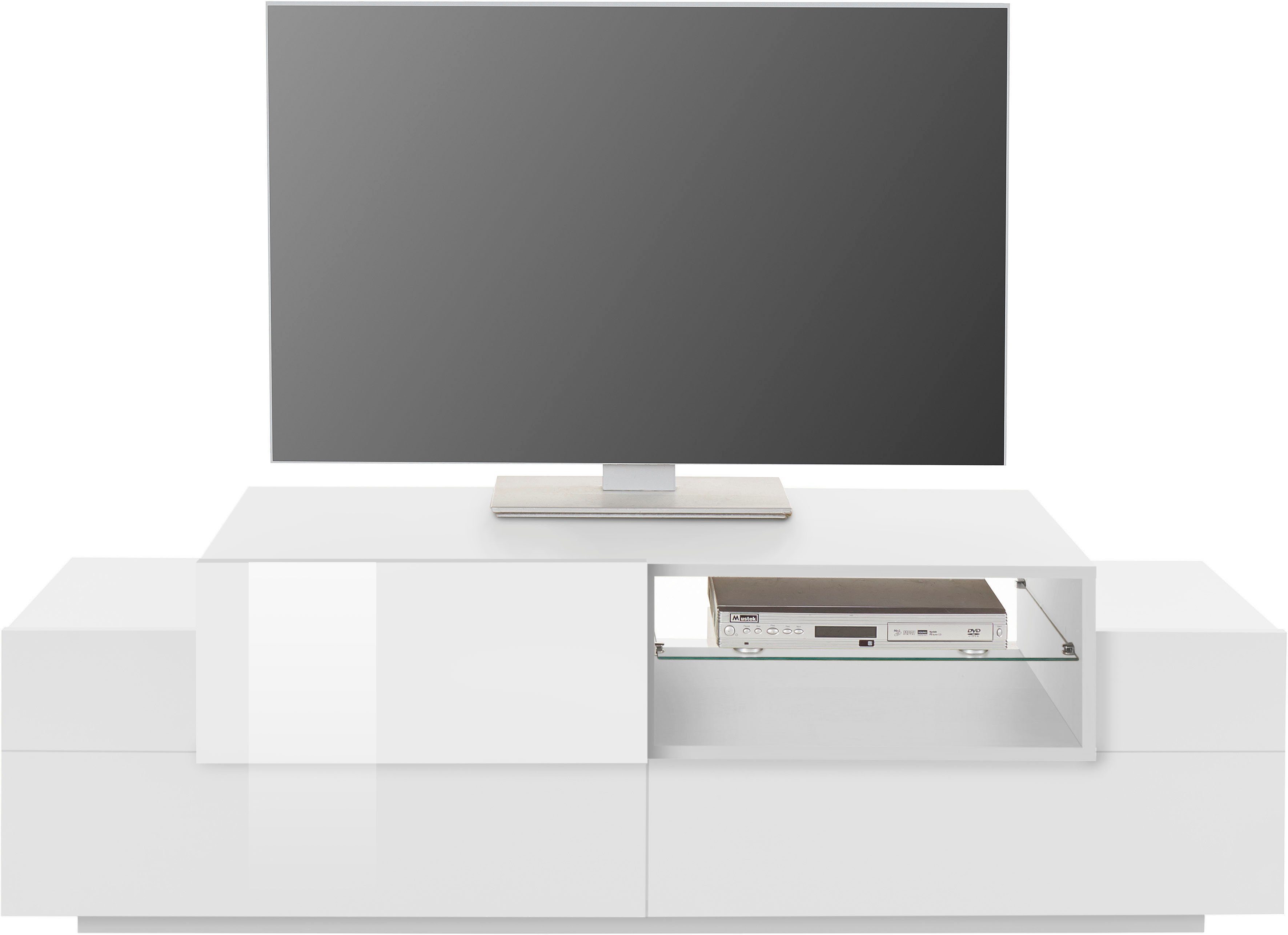 INOSIGN Tv-meubel Coro, lowboard, TV-commode, TV-meubelen, TV-bank met 2 kleppen, 1 deur, 1 glazen plank, breedte 160