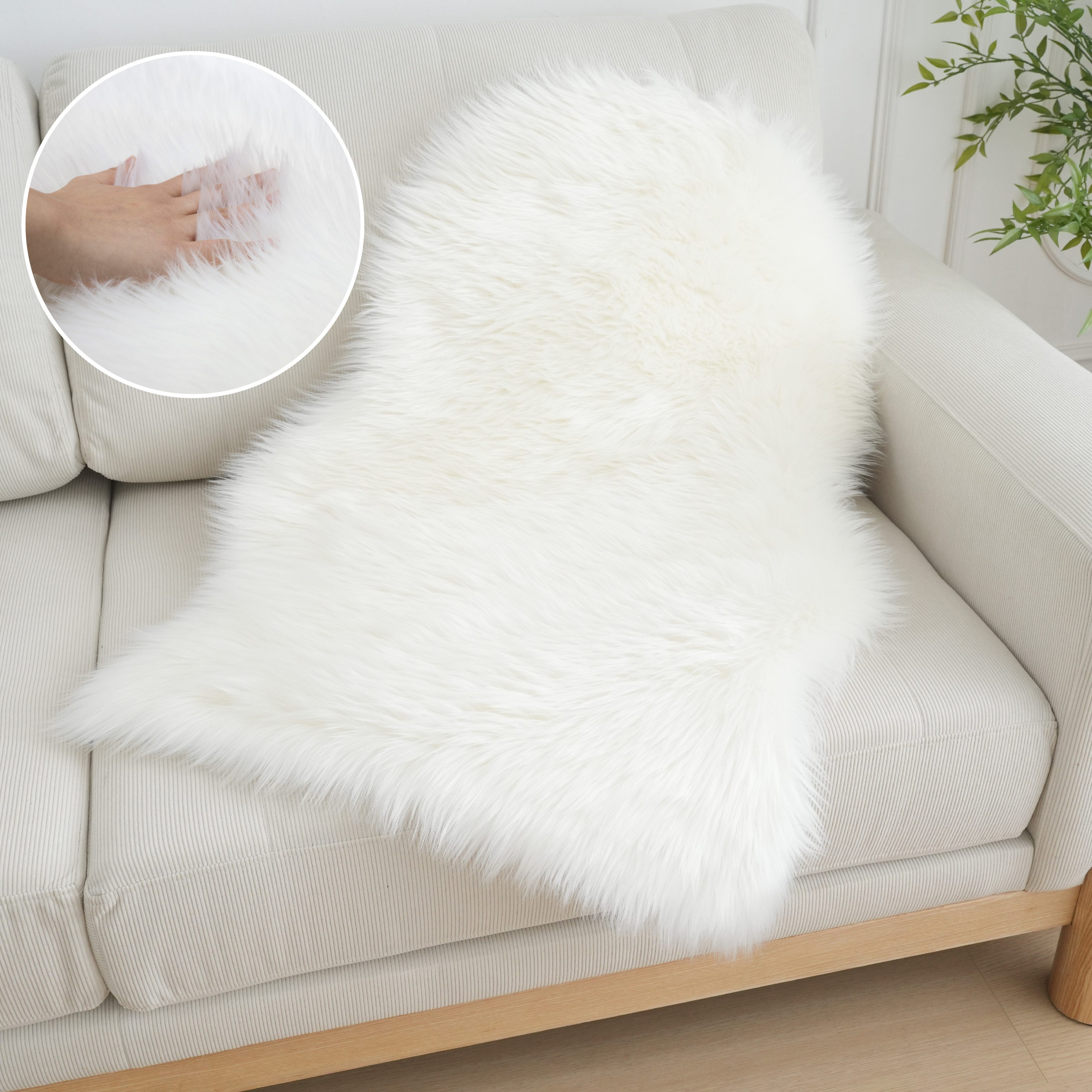 my home Vachtvloerkleed Dena tapijten, vachtvorm, wasbaar Imitatiebont, zacht, unikleuren, woonkamer, slaapkamer, eetkamer dieren vloerkleden maat