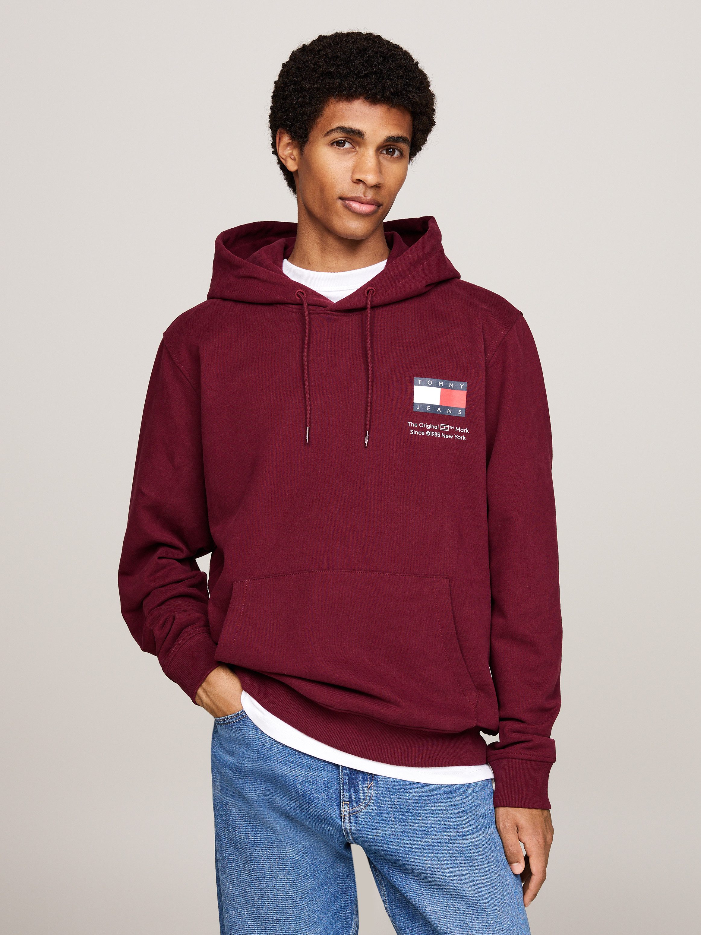 Tommy Jeans Plus Hoodie TJM REG ESSENTIAL FLAG HOOD EXT heren hoodies maat 5XL rood