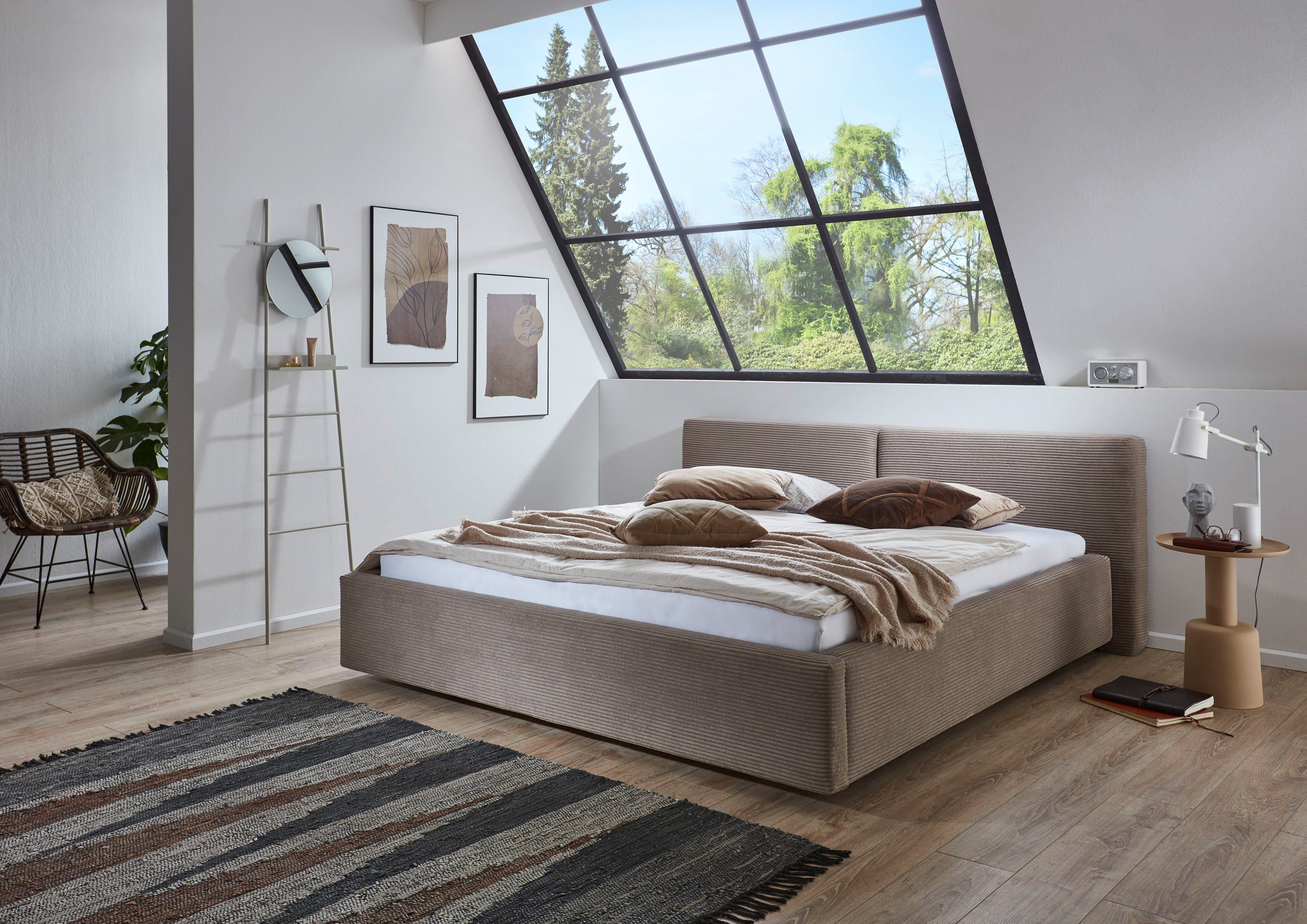 meise.möbel Gestoffeerd bed Cube wahlweise mit Matratze und Bettkasten optioneel met matras en bedlade bedden bruin