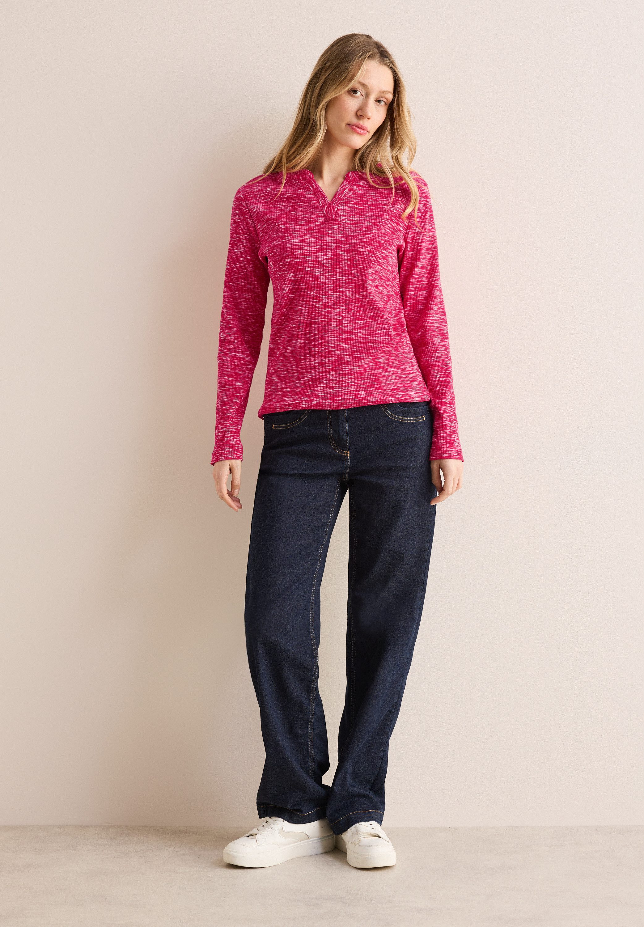 Cecil Shirt met lange mouwen met ribstructuur