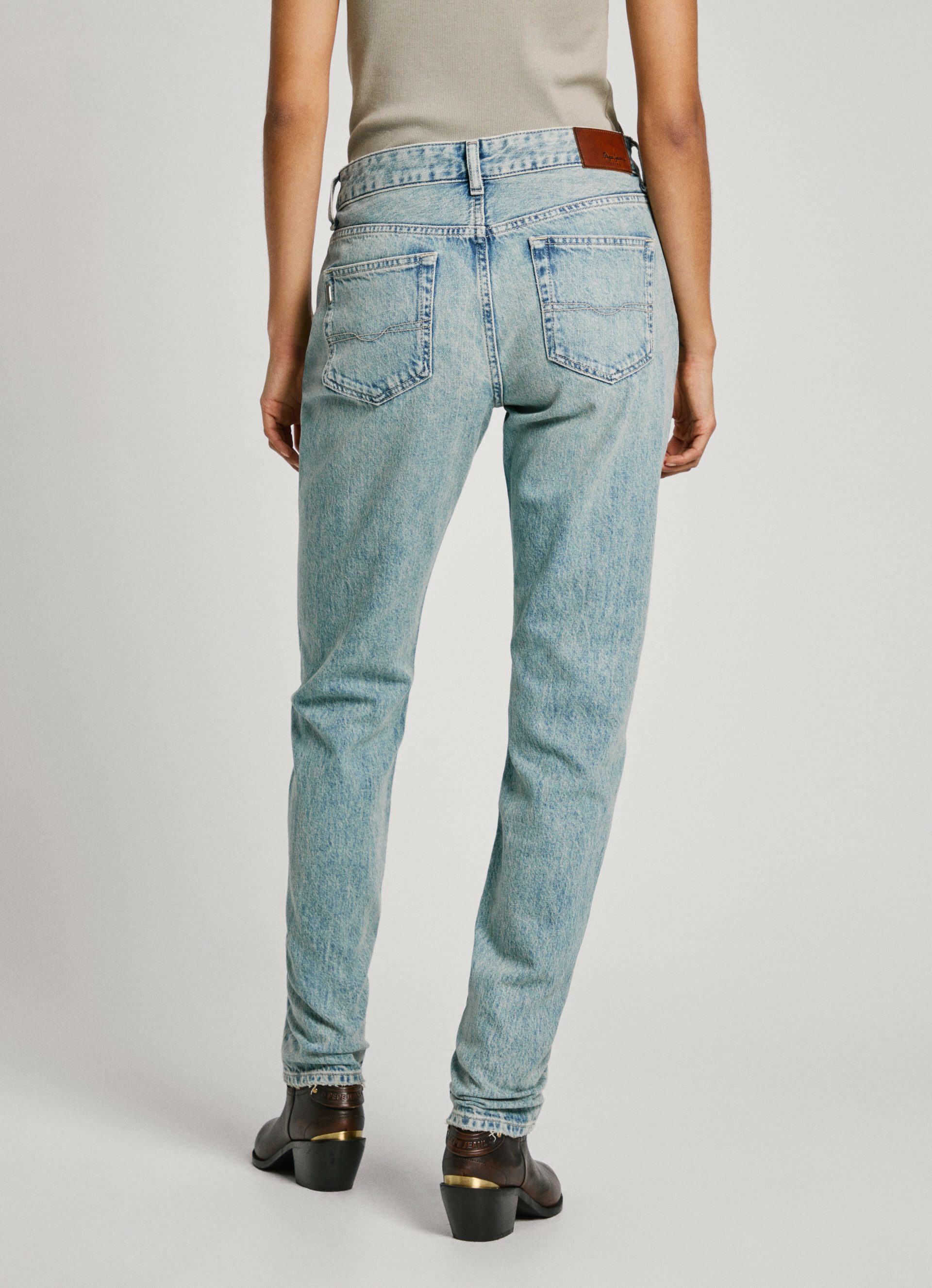 Pepe Jeans Straight jeans Met normale taille van robuust katoen-denim