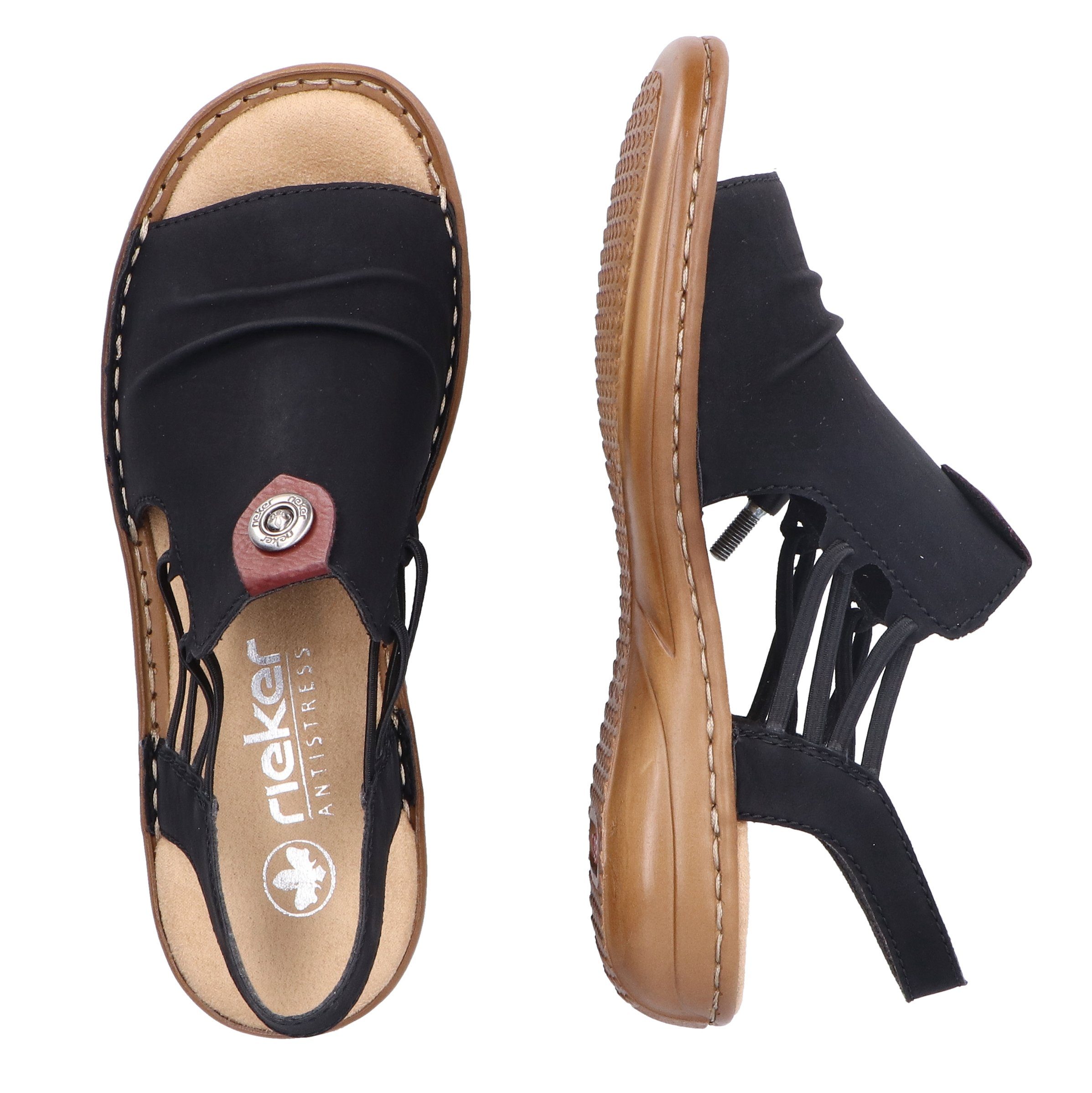 Rieker Sandalen , zomerschoen, sandaal, sleehak, met elastiek voor perfecte pasvorm