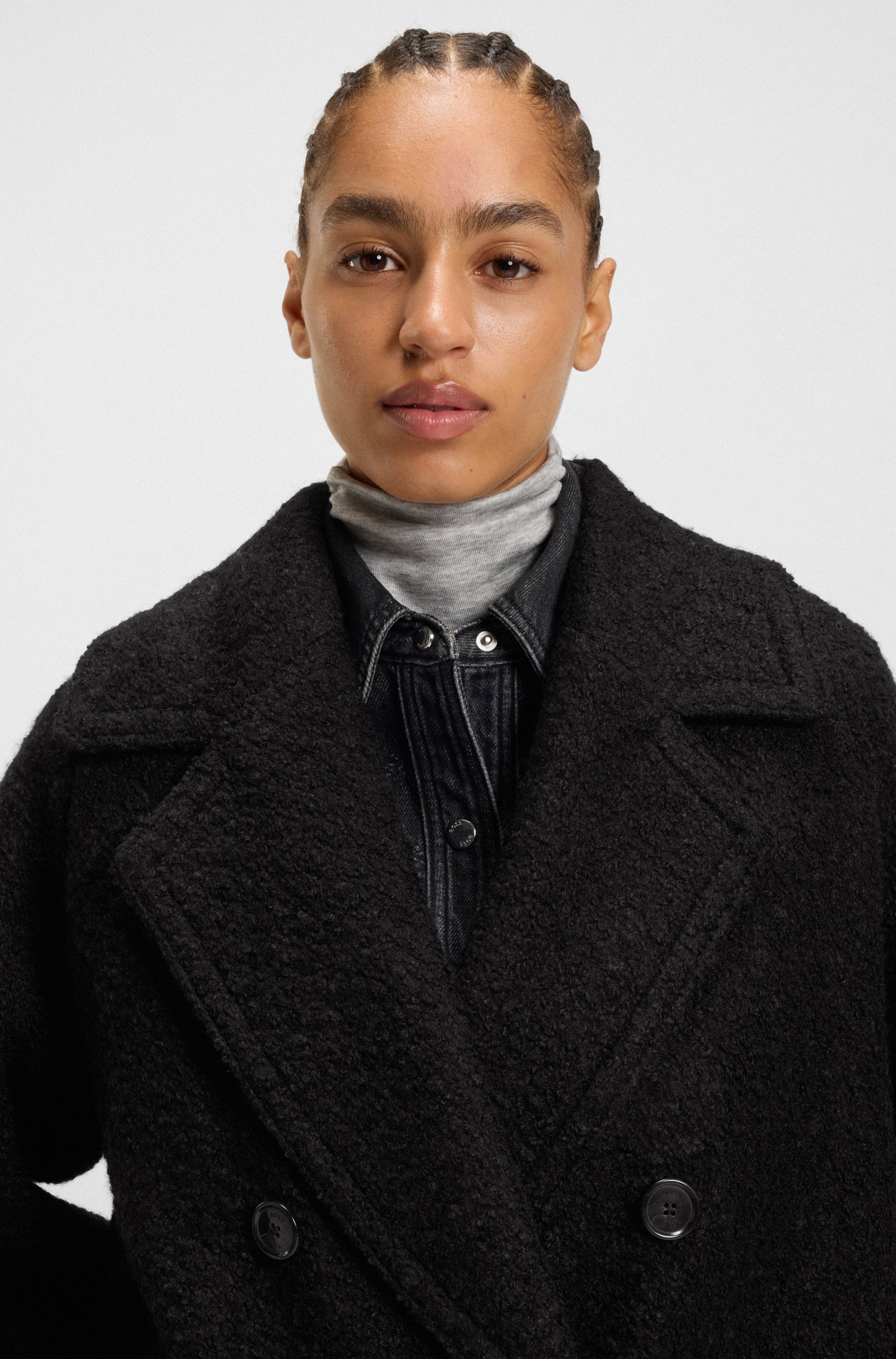 Boss Orange Caban Premium Damesmode in boxy-fit met bouclé-structuur