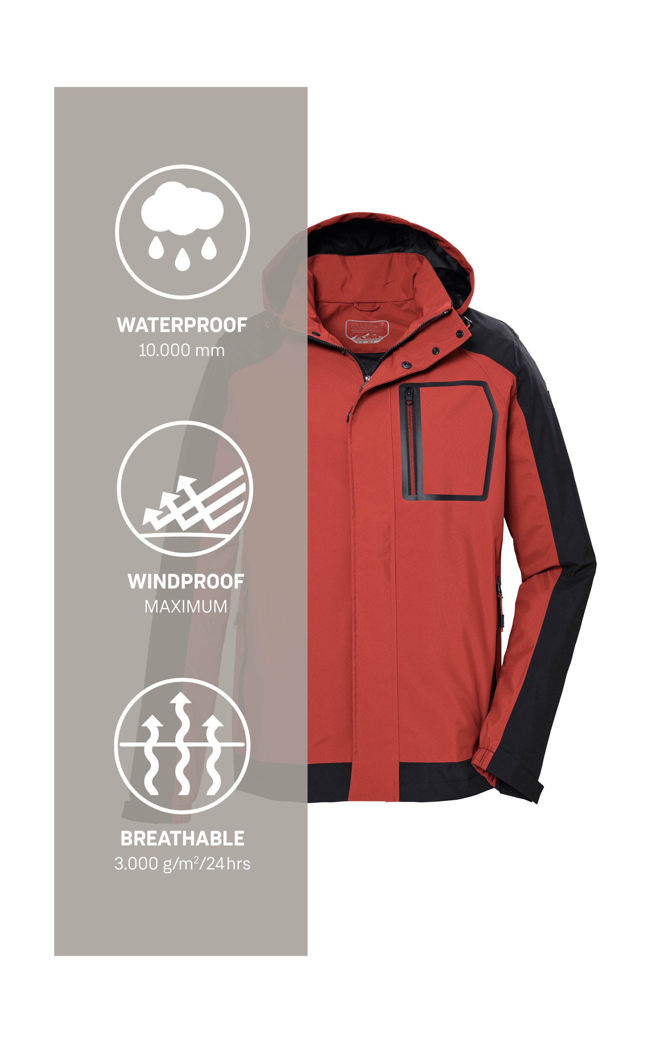 Killtec Outdoorjack KOS 54 MN JCKT wind- en waterdicht, ademend, pfas-vrij geïmpregneerd