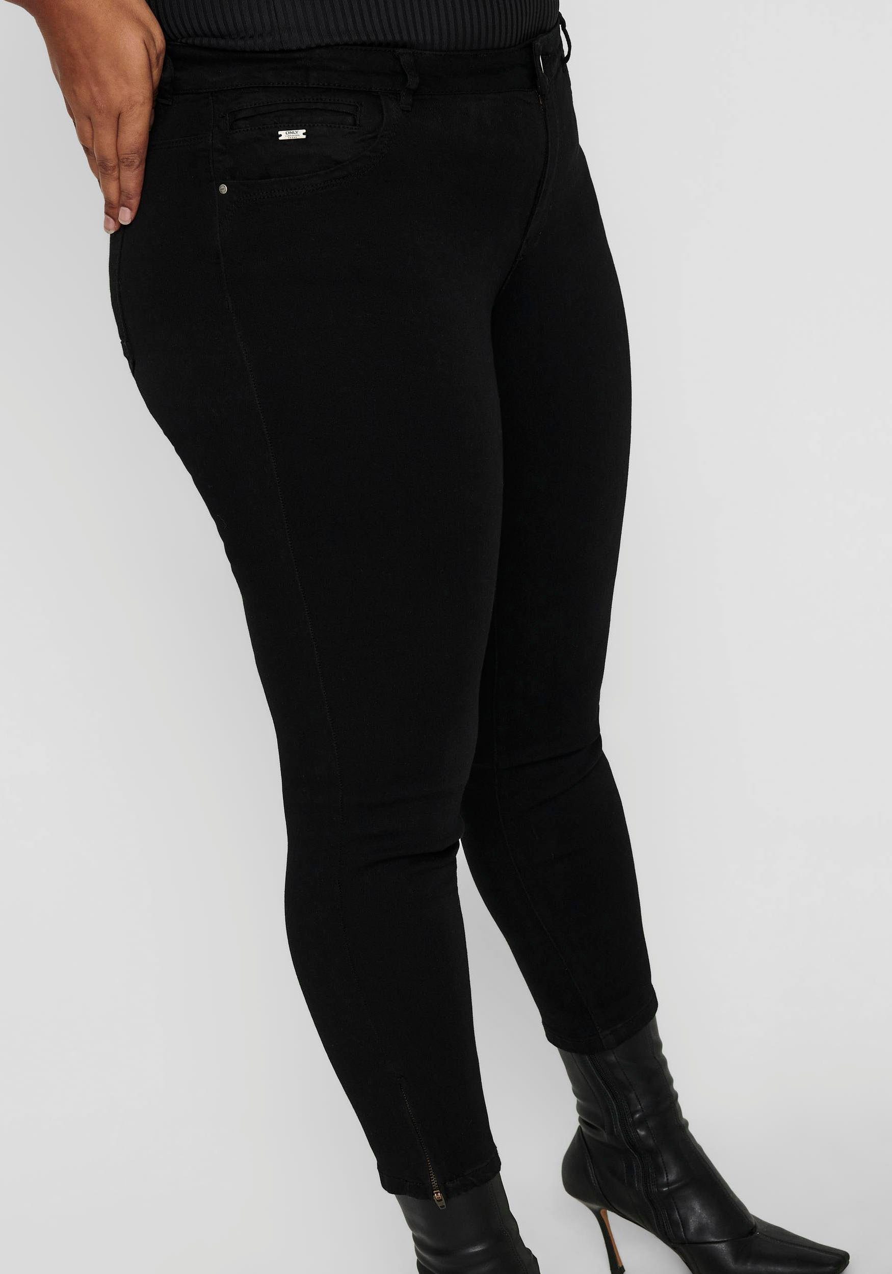ONLY CARMAKOMA Skinny fit jeans CARKARLA REG SK ANKLE ZIP JNS met ritssluiting onder in de pijpen
