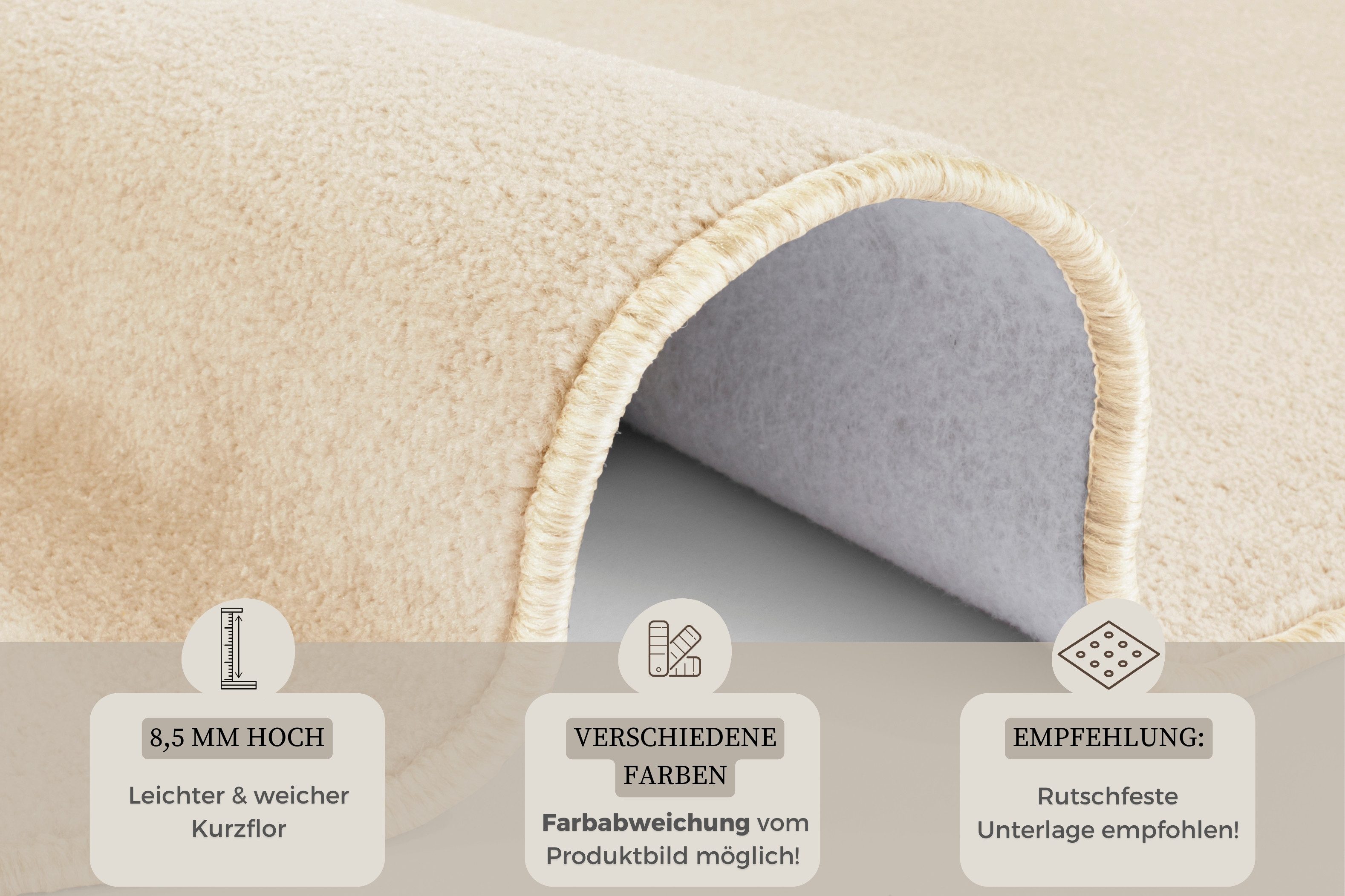 HANSE Home Vloerkleed Shashi Korte pool, unikleur, vloerkleed, zacht, eetkamer, kinderkamer, hal
