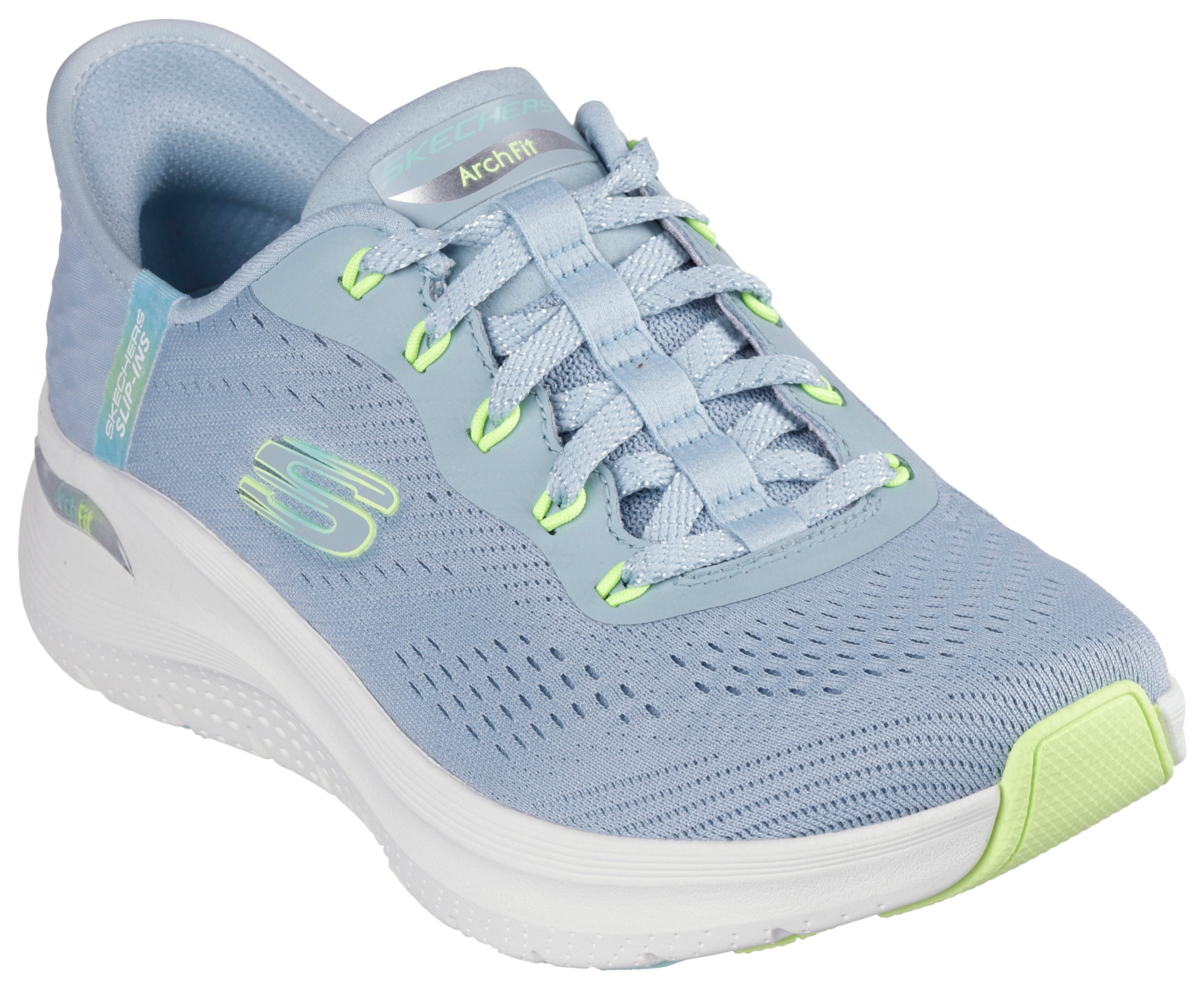 Skechers Slip-on sneakers ARCH FIT 2.0-EASY CHIC , instapschoen, vegan met elastische bungee veters dames lage sneakers maat 36 blauw