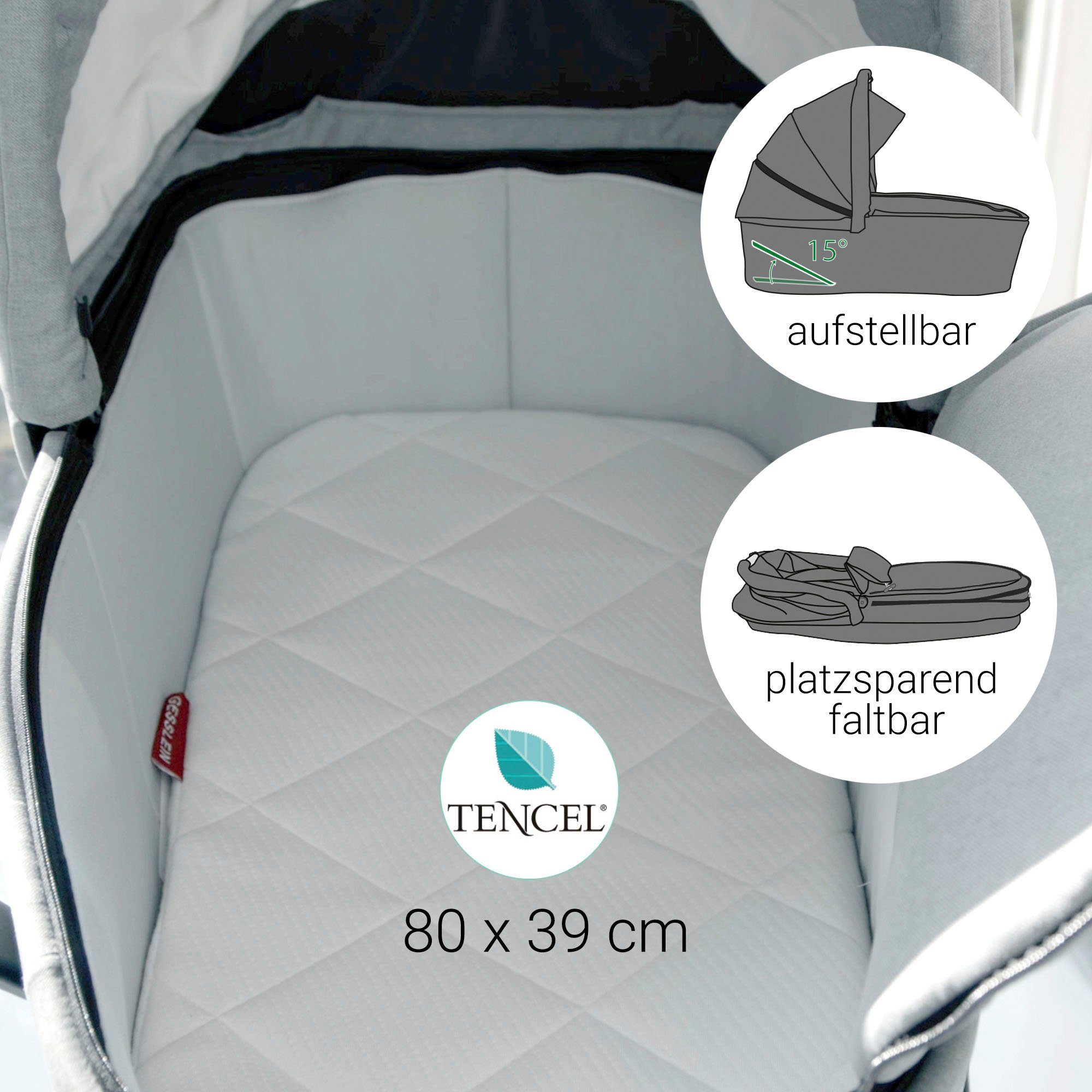 Gesslein Combi-kinderwagen FX4 Soft+ met opzetstuk Life, zwart/tabak, zand