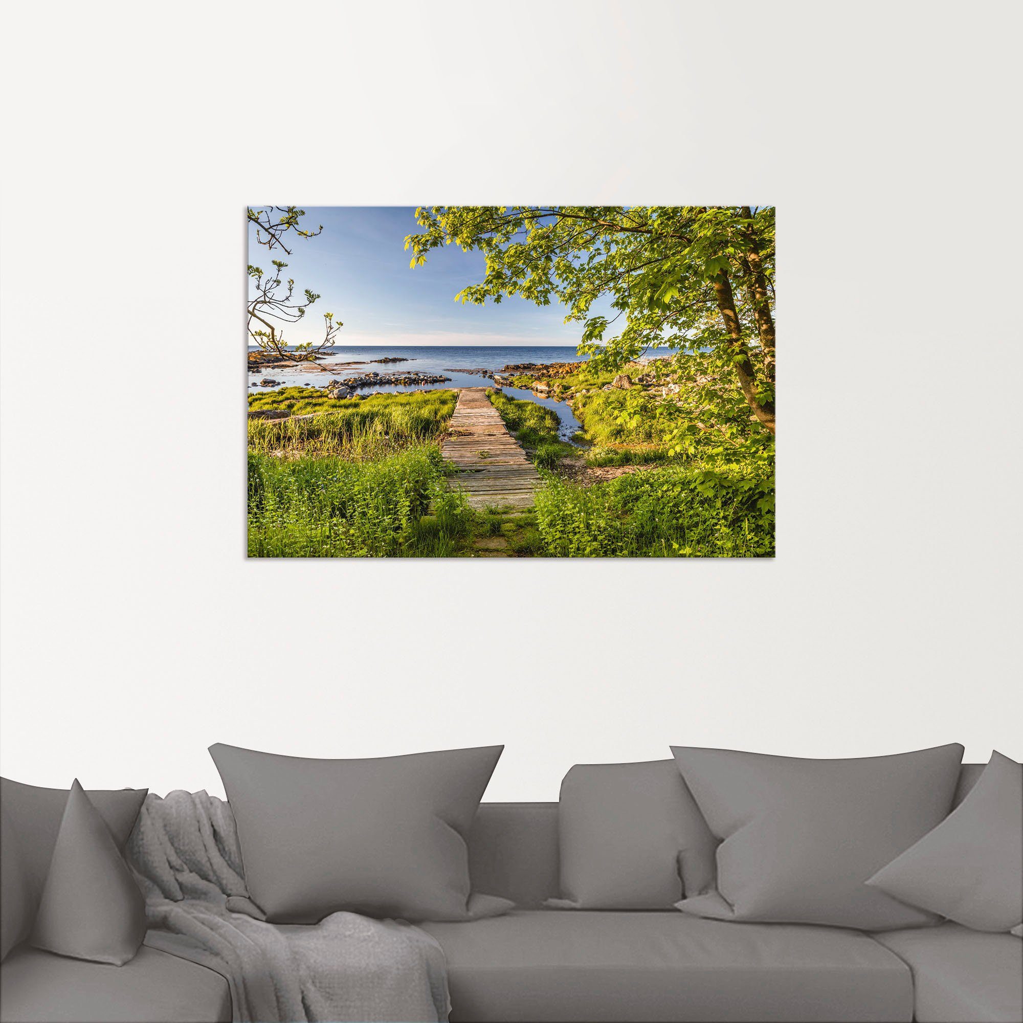 Artland Artprint De weg naar zee op Bornholm als artprint van aluminium, artprint op linnen, muursticker of poster in verschillende maten