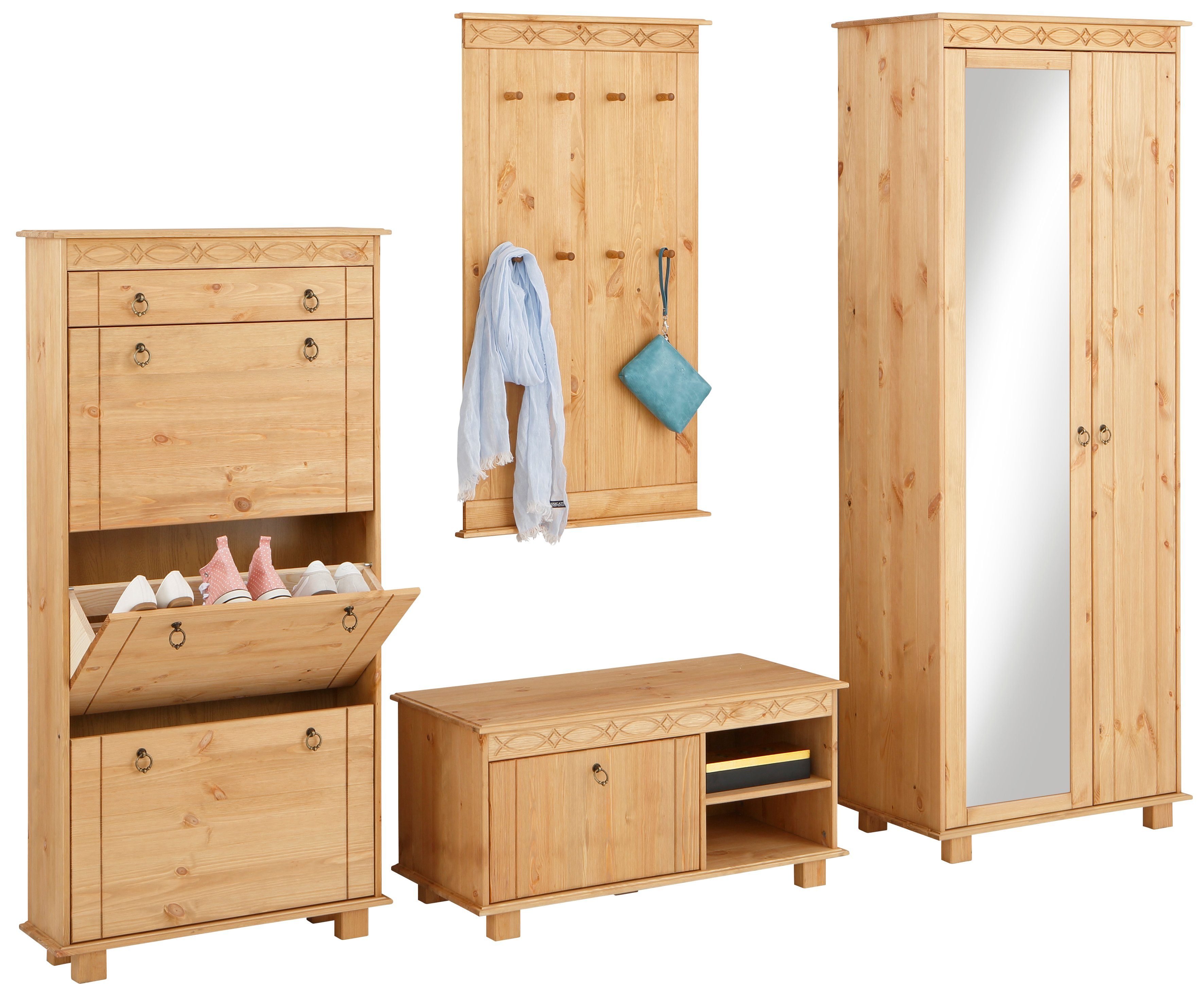 Home affaire Halmeubelset Indra (set, 4-delig) wandkapstokken beige