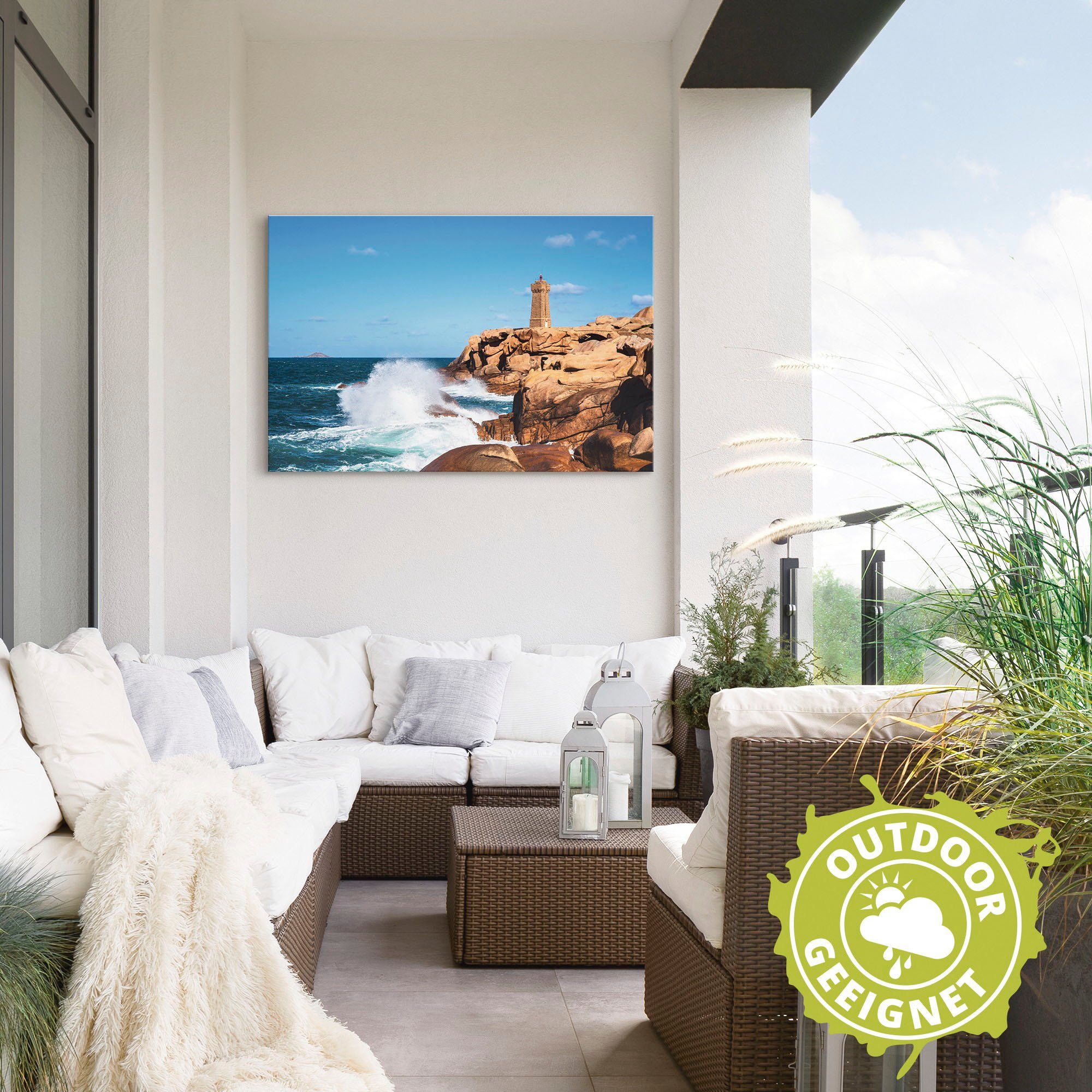 Artland Artprint Kust van de Atlantische Oceaan Bretagne bij Ploumanach als artprint van aluminium, artprint op linnen, muursticker of poster in verschillende maten