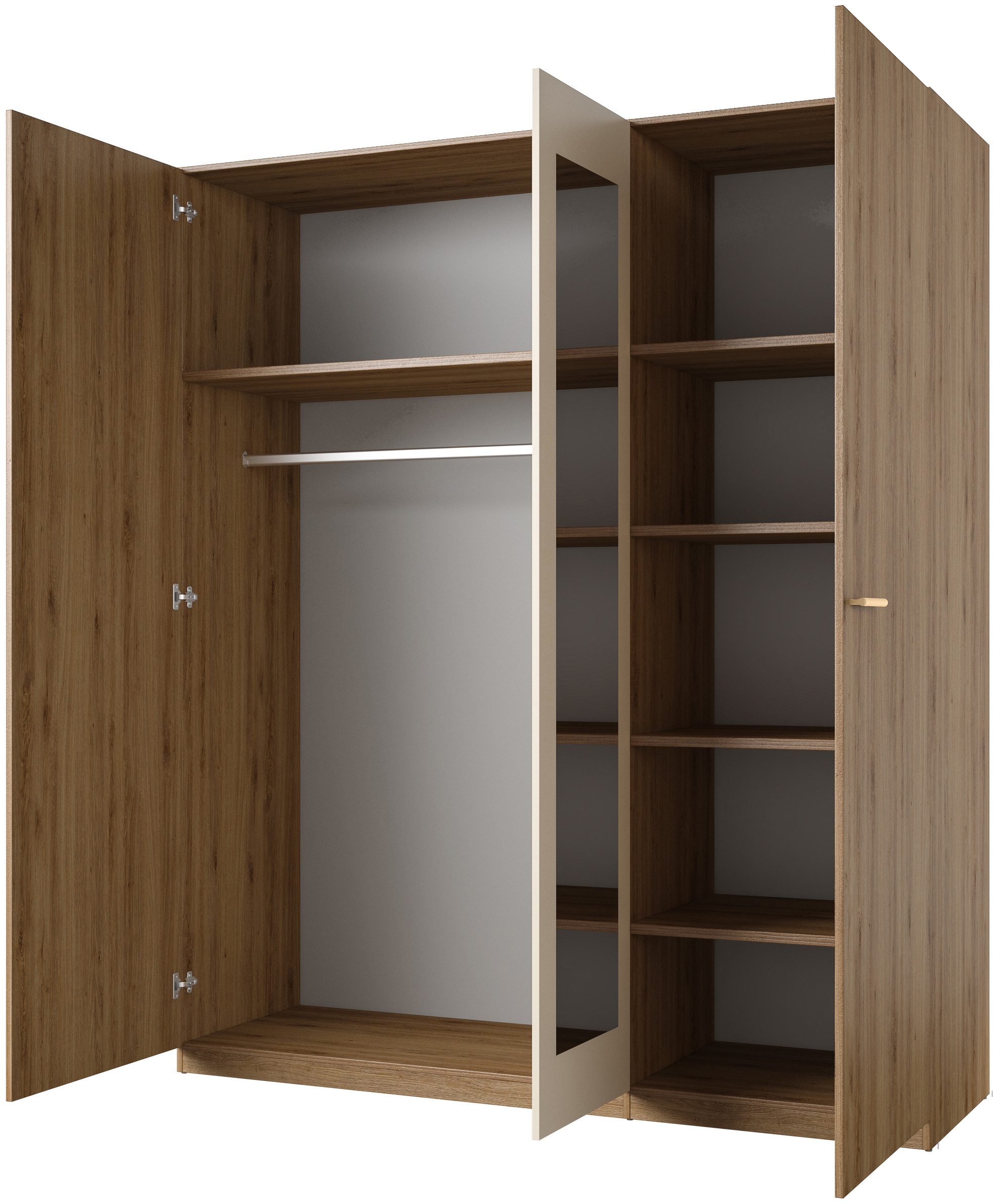 Home affaire Draaideurkast Bitry, linnenkast incl. complete binneninrichting Kledingkast, verstelbare legplanken 22 mm dik, spiegeldeur
