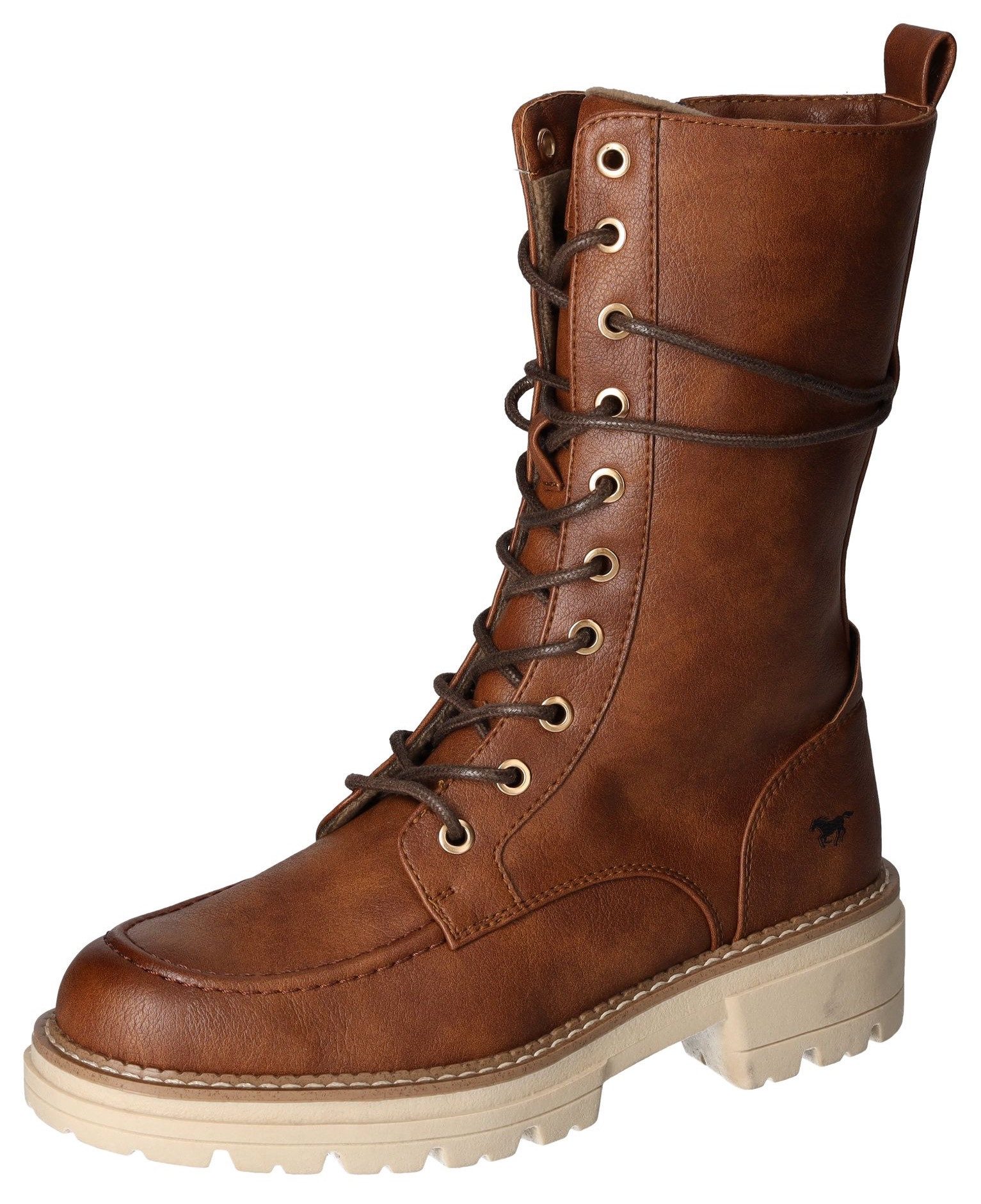 NU 10% KORTING: Mustang Shoes Veterlaarsjes zipper boots, lace-up boots, short boots with block heel