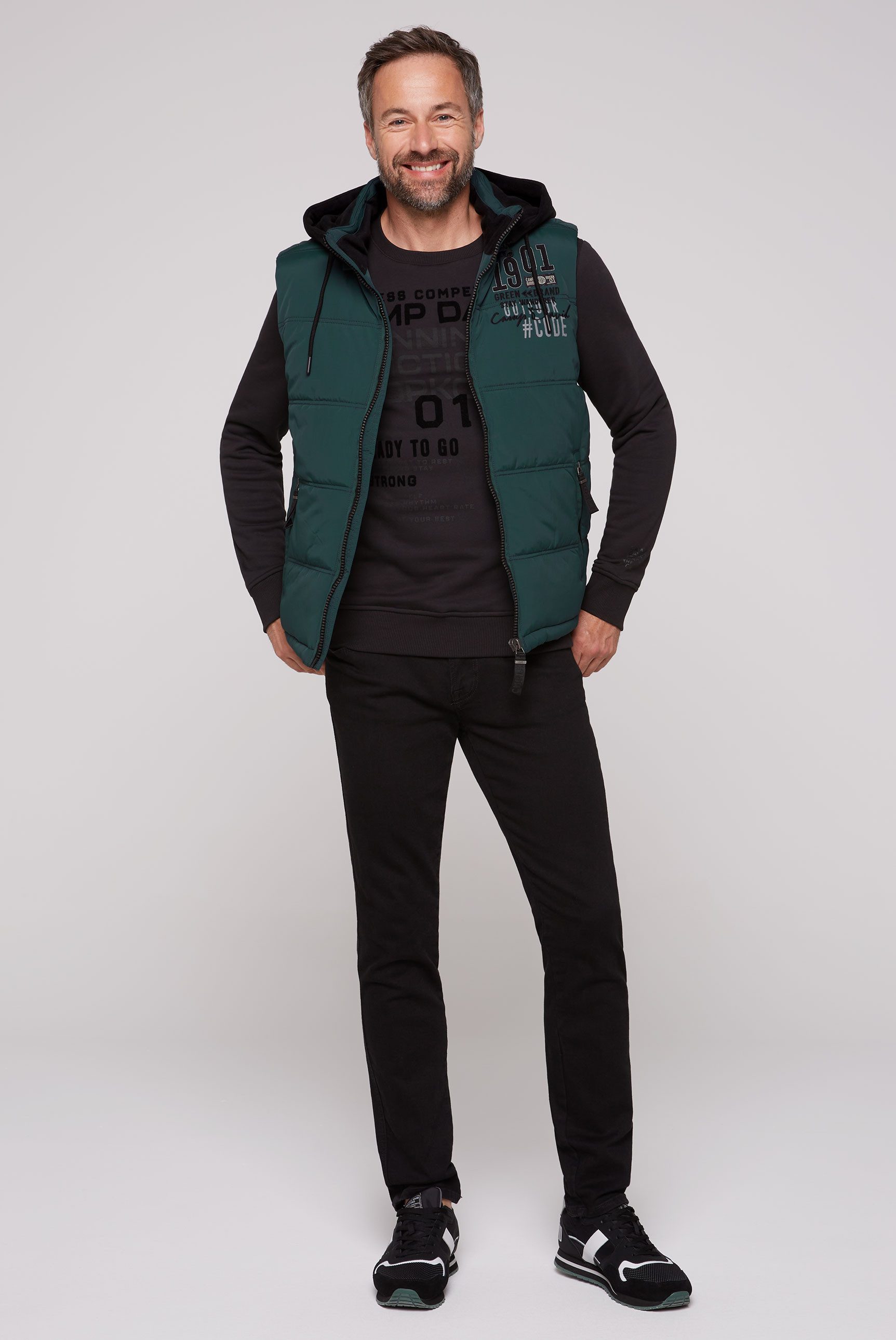 CAMP DAVID Bodywarmer met afneembare sweatcapuchon