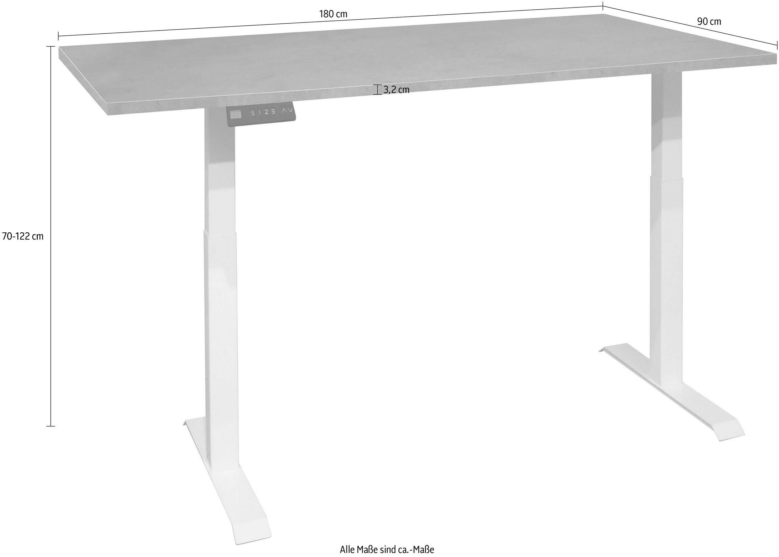 Mäusbacher Bureau Big System Office Breedte 160 cm, elektrisch in hoogte verstelbaar