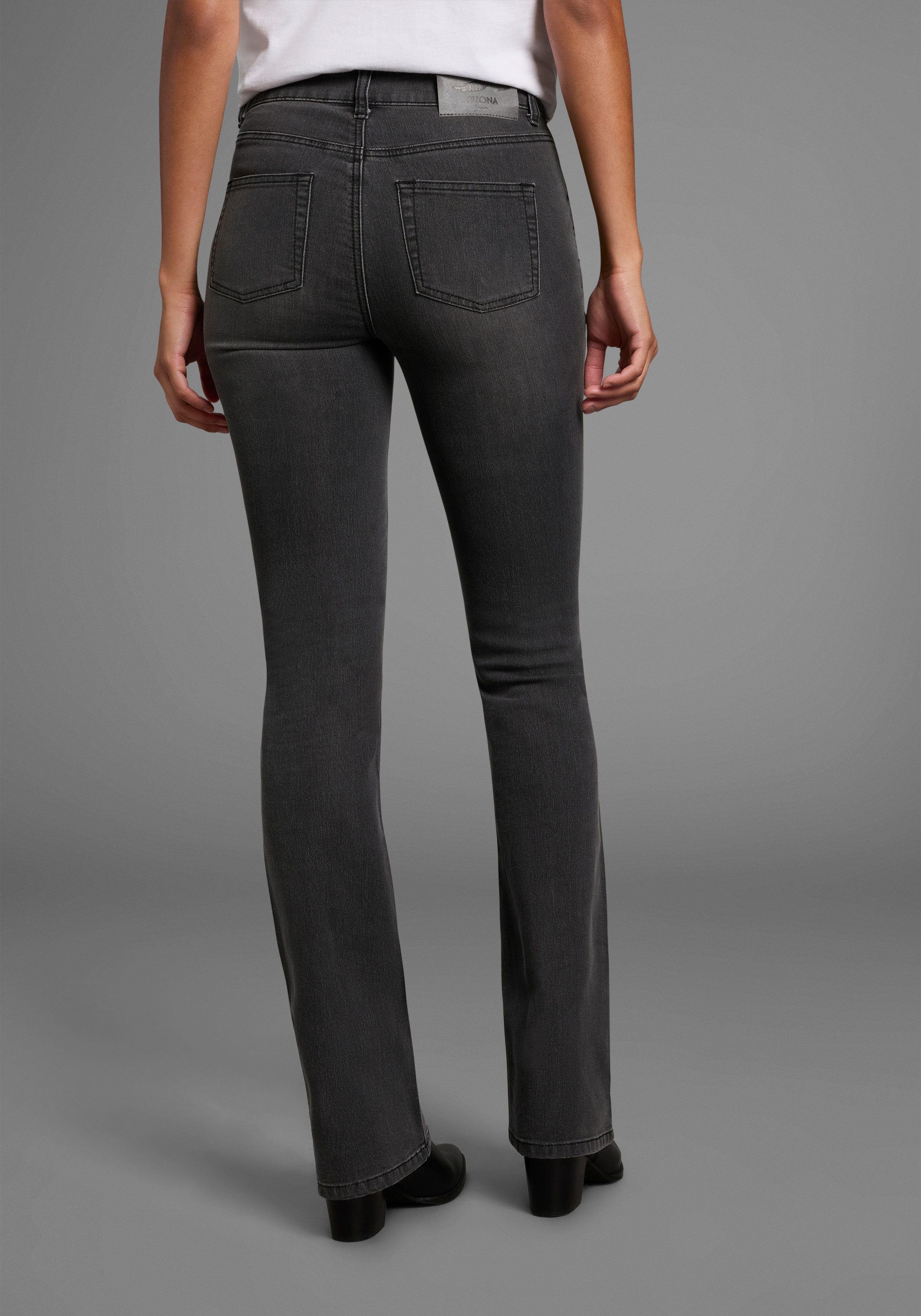 Arizona Bootcut jeans Shaping elastische pasvorm, bootcut-pasvorm, used-wassing, hoge taille