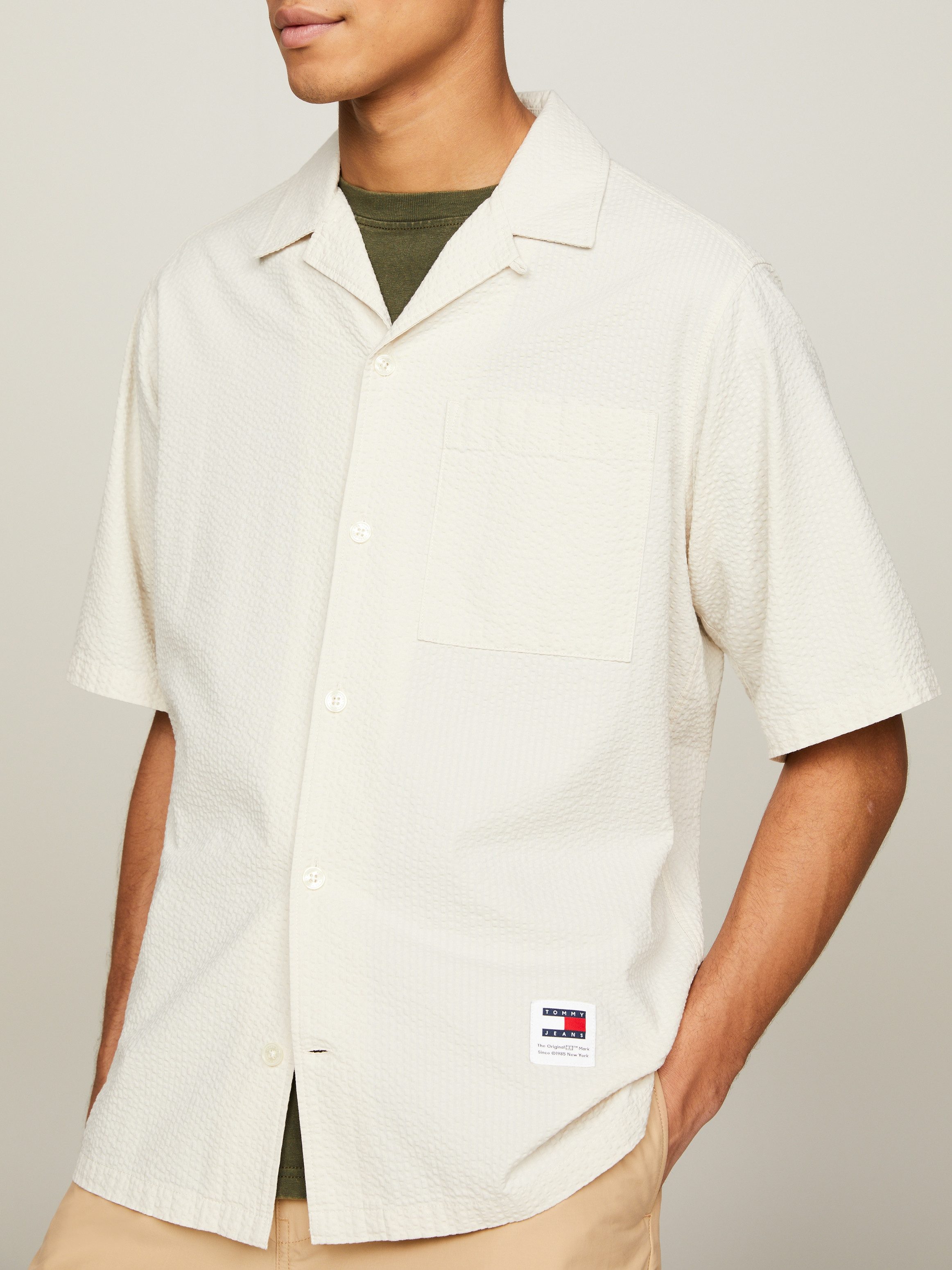 TOMMY JEANS Overhemd met korte mouwen TJM RLX SEERSUCKER CAMP SHIRT