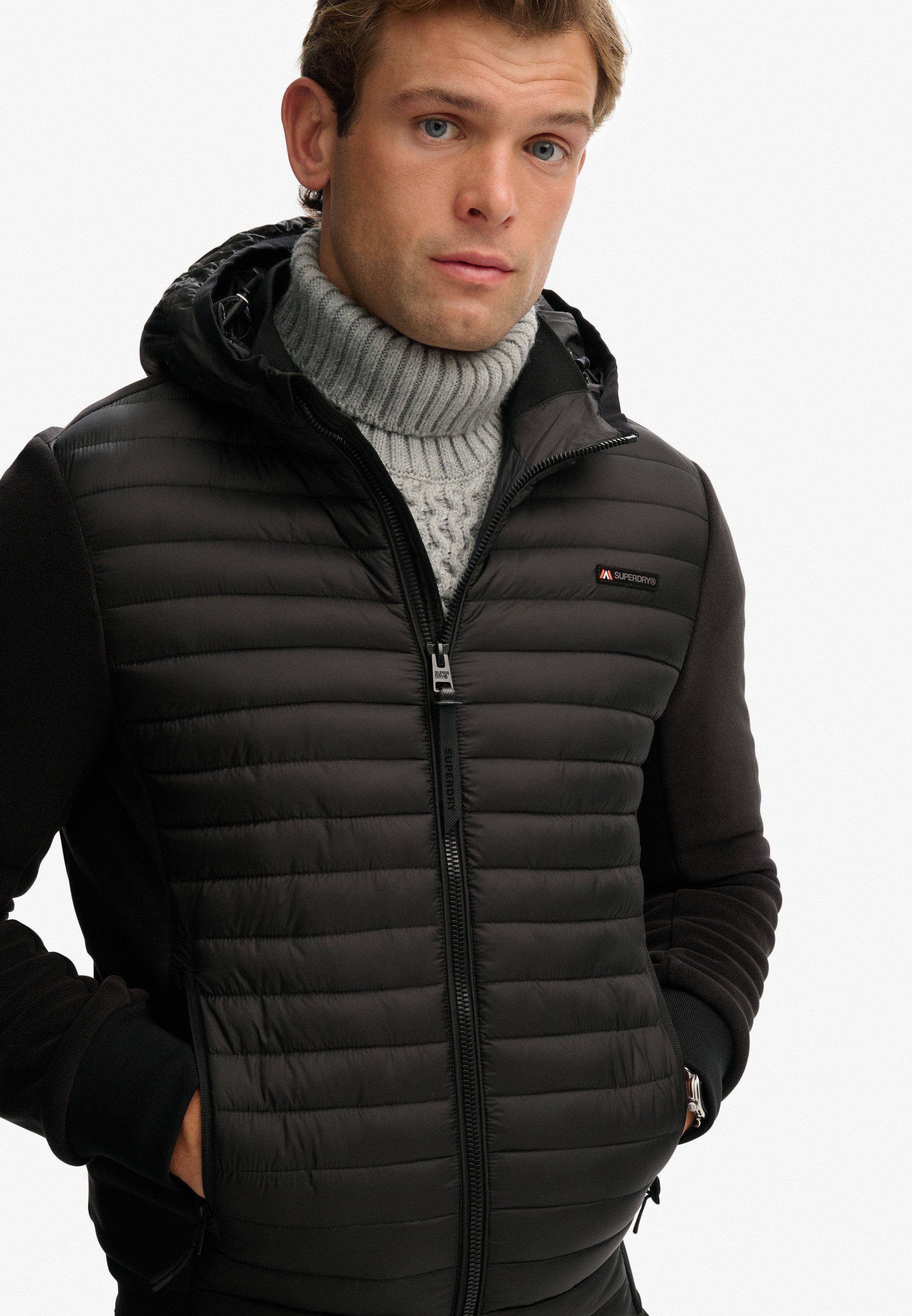 Superdry Gewatteerde jas HOOD STORM FLEECE HYBRID JKT