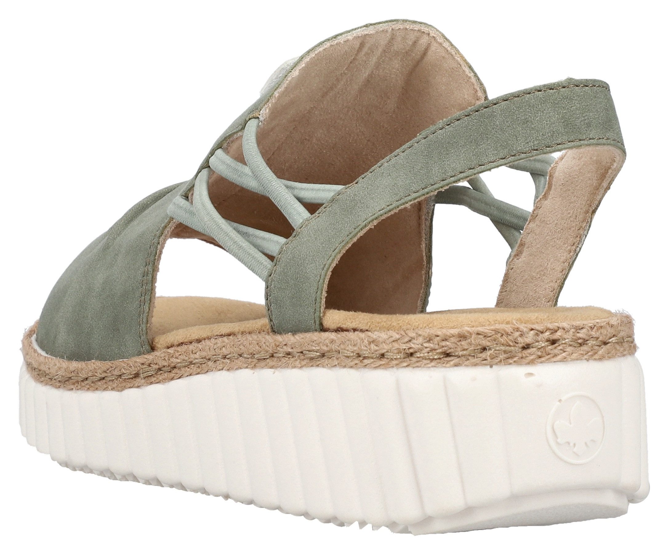 Rieker Plateausandalen , wedge sandaal, zomerschoen met jute rand aan de loopzool