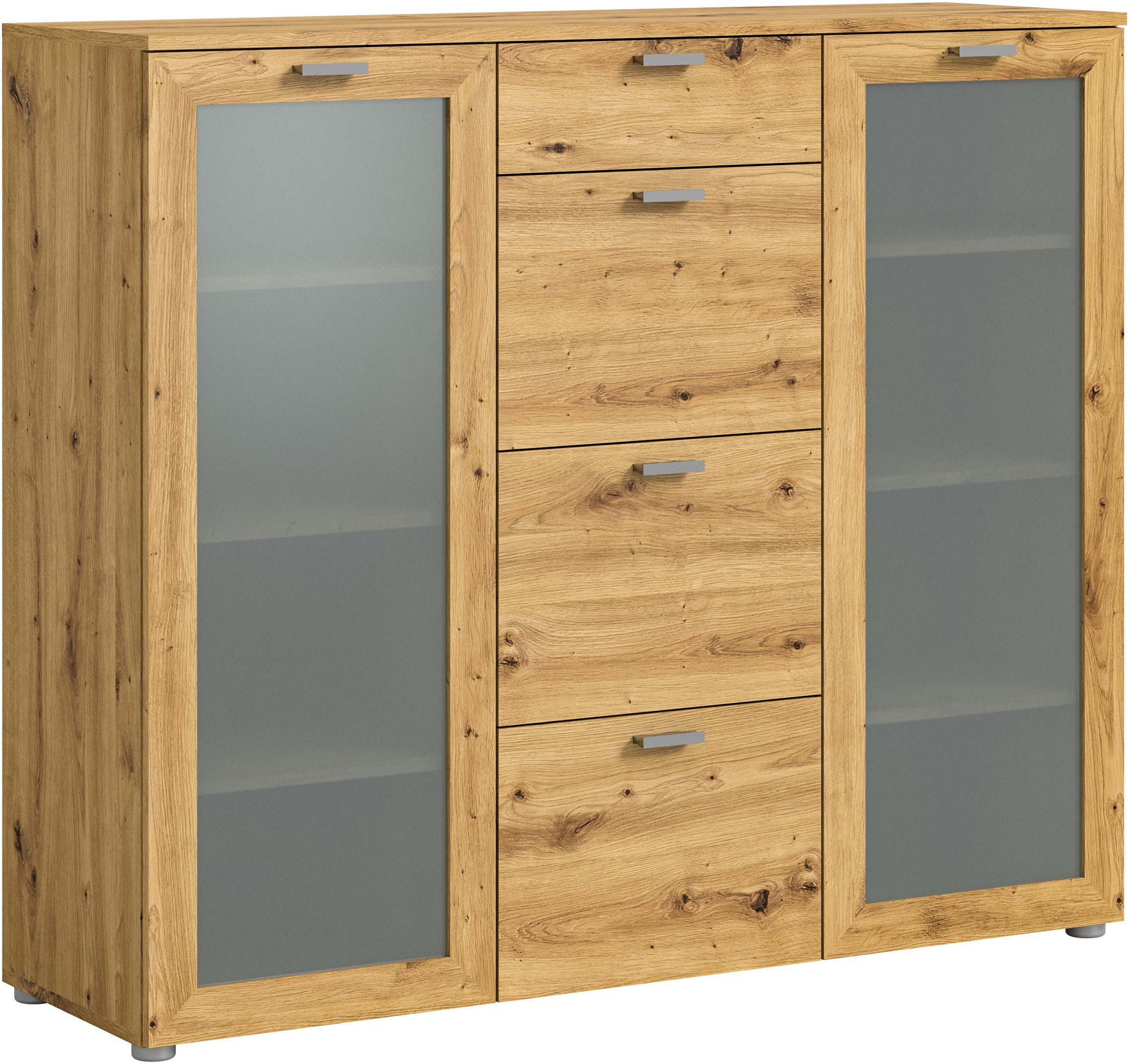 INOSIGN Highboard Onex, breedte 135 cm, met glazen deur, veelzijdig inzetbaar highboards bruin