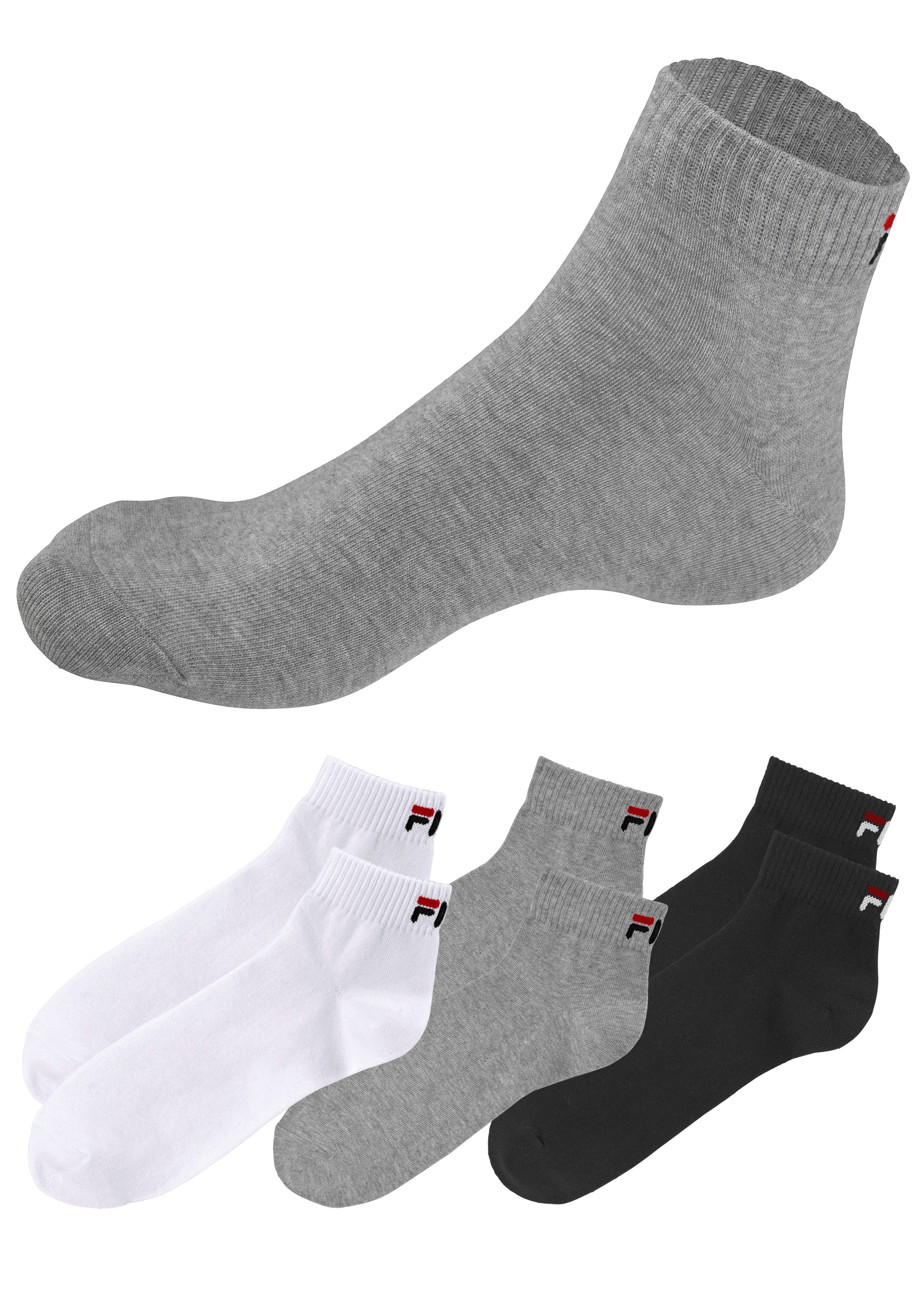 Fila Korte sokken Katoenmengsel, ribboorden, platte teennaad (6 paar, Set van 6)