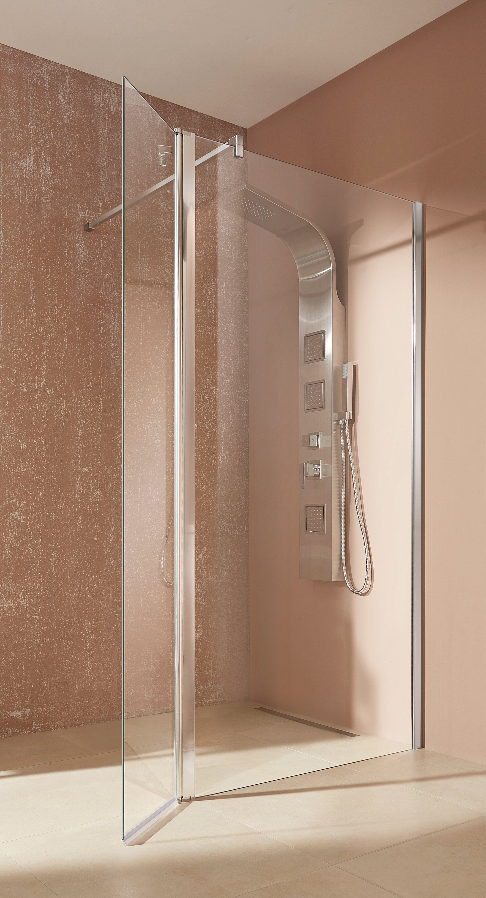 welltime Walk-in-douche Milaan in 3 verschillende breedten (90,100, 120 cm), 6 mm dik veiligheidsglas, 90 cm douchecabines maat 100 cm x 190 cm