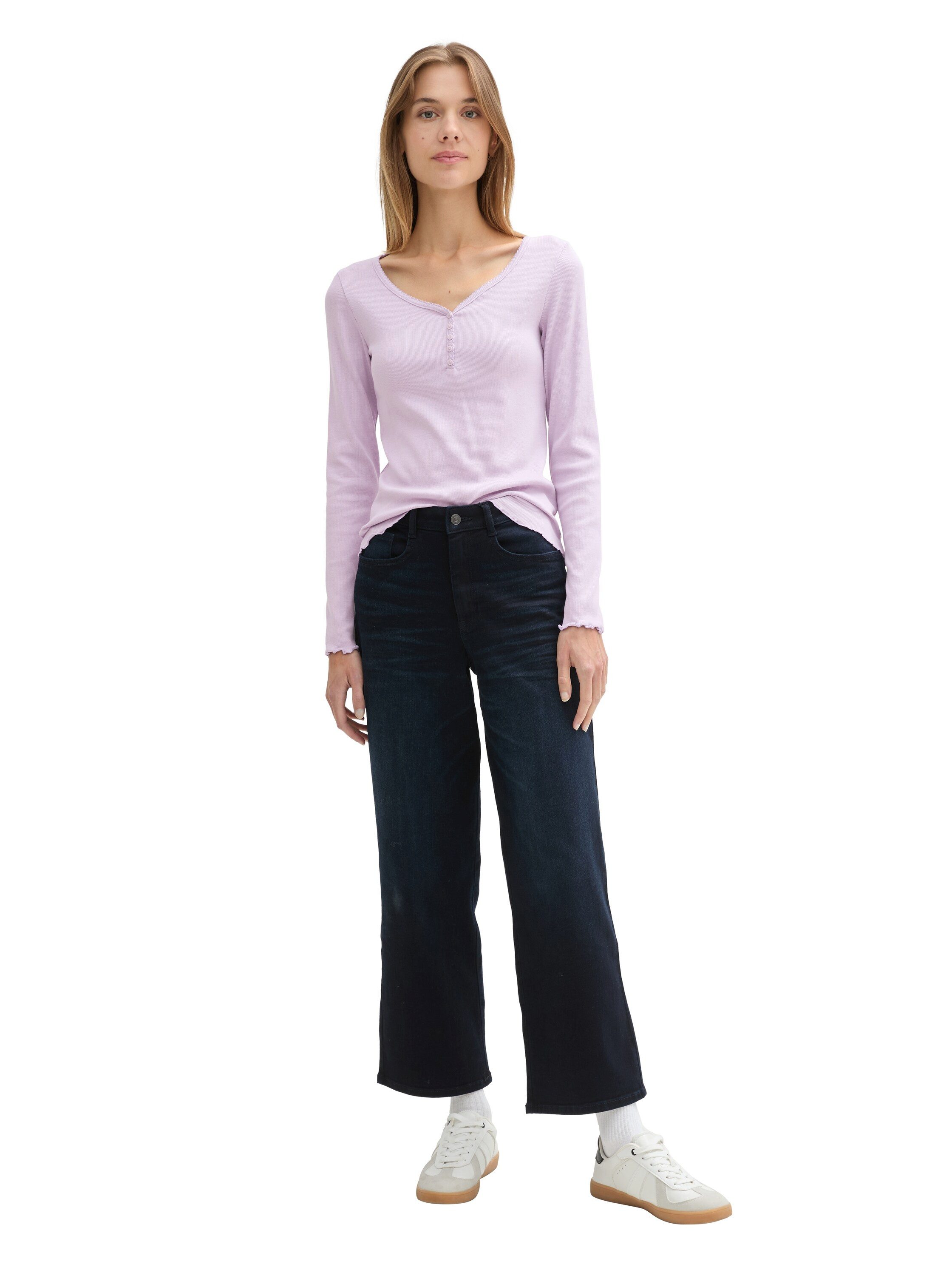 Tom Tailor Denim Shirt met lange mouwen met golvende zoom