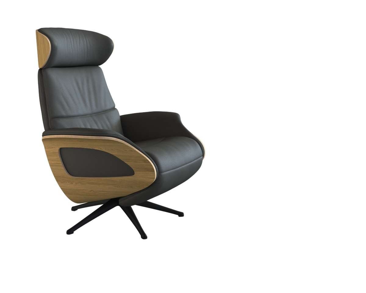 FLEXLUX Relaxfauteuil Clement praktische elektrische fauteuil Maat M, elektrische rug- en voetensteun, accu, armleuning Eiken, zwarte poot