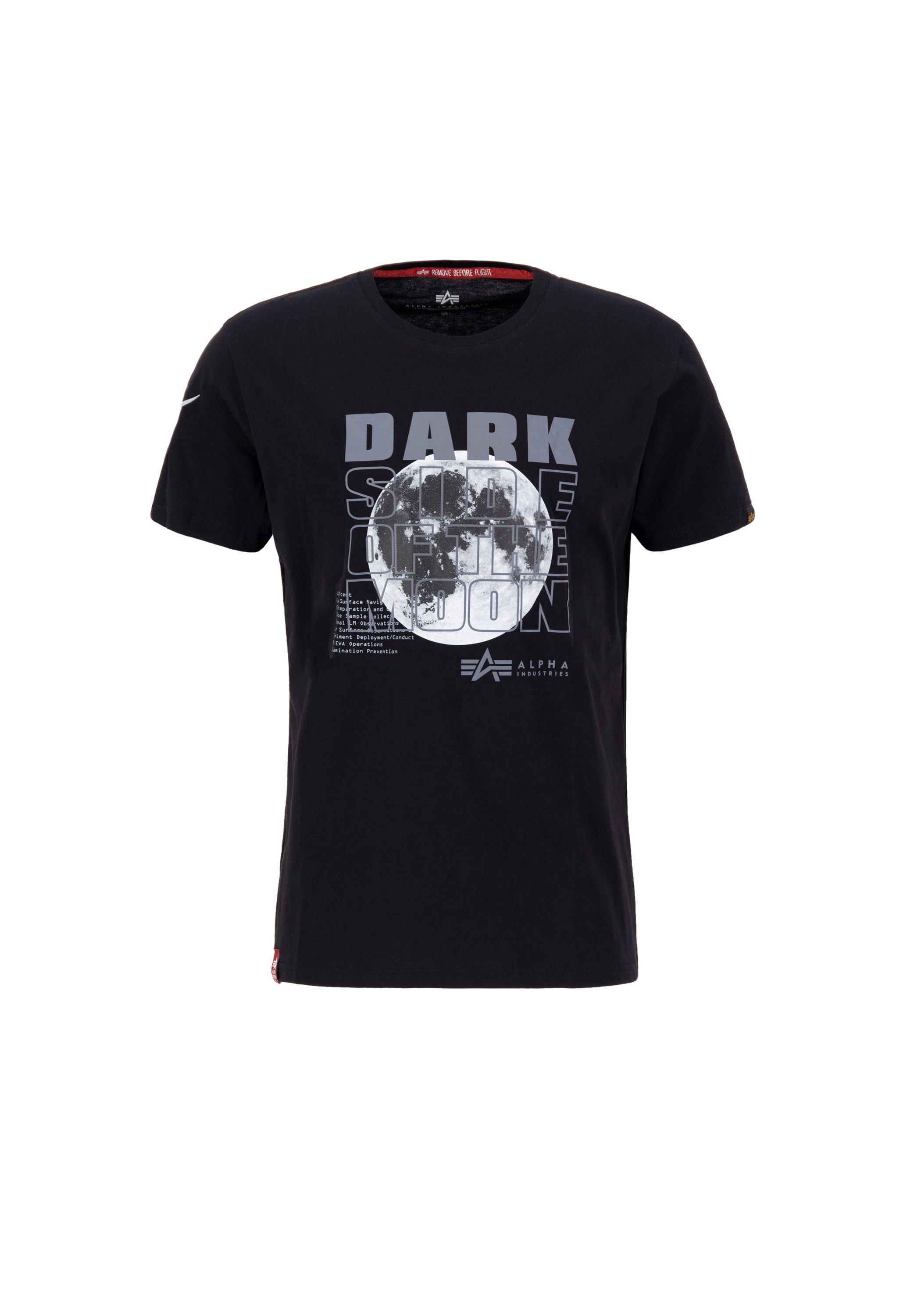 Alpha industries Reflecterende Zwarte Tee met Nasa Patch Black Heren