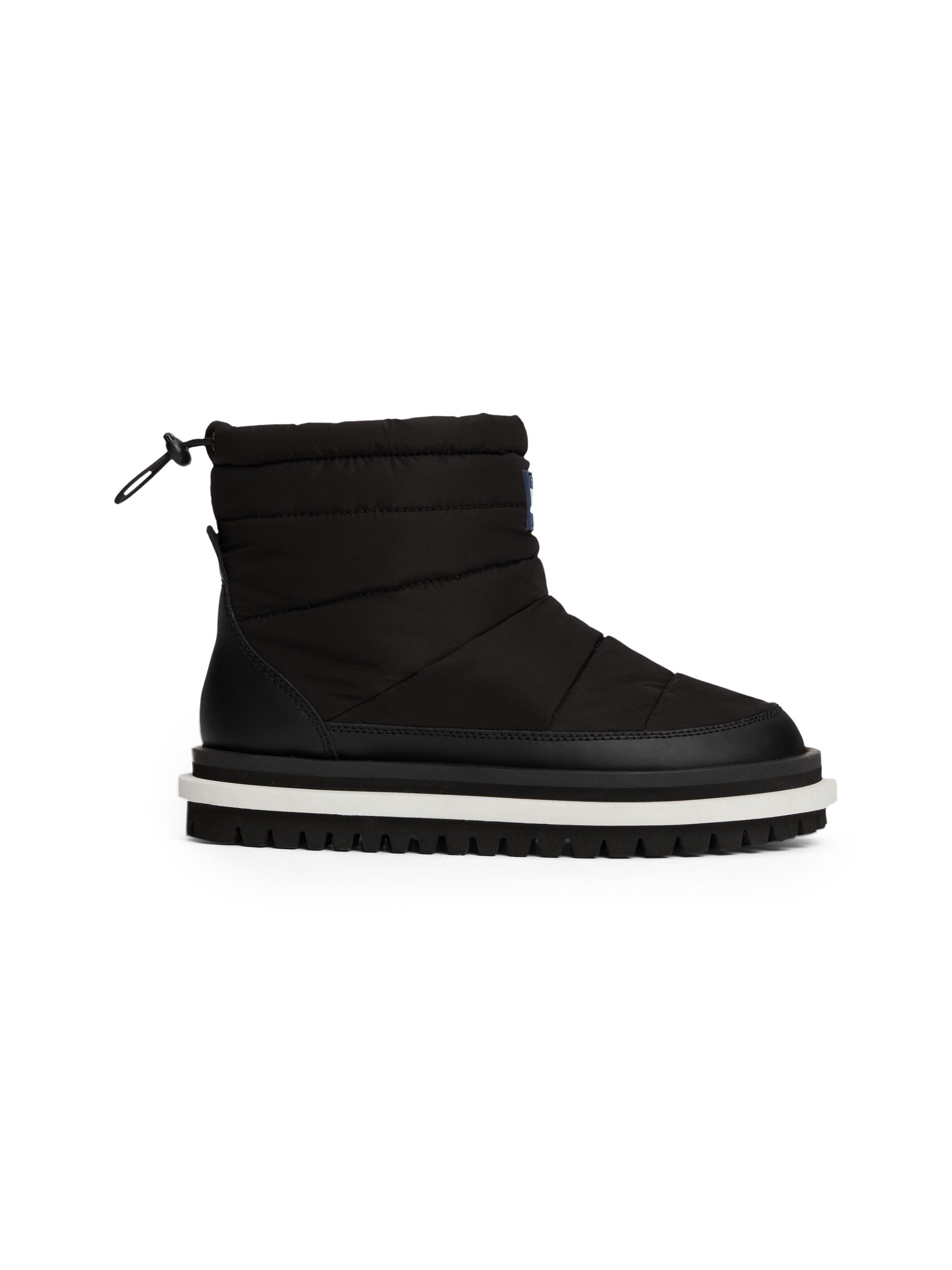 TOMMY JEANS Winterlaarzen TJW PADDED FLAT BOOT WL , plateau, sneeuwlaarzen, korte laarzen met snelle sluiting aan de schacht