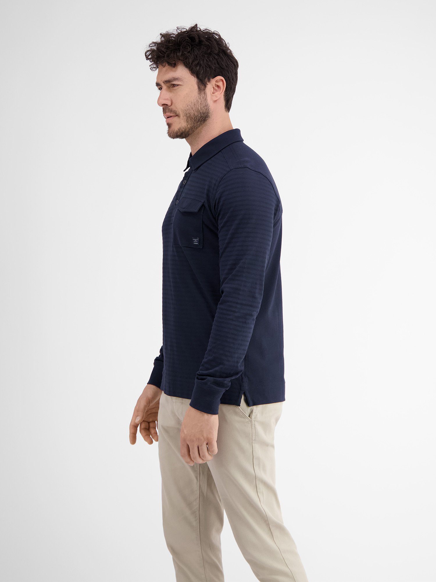 Lerros Poloshirt met lange mouwen LERROS longsleeve polo, gestreept