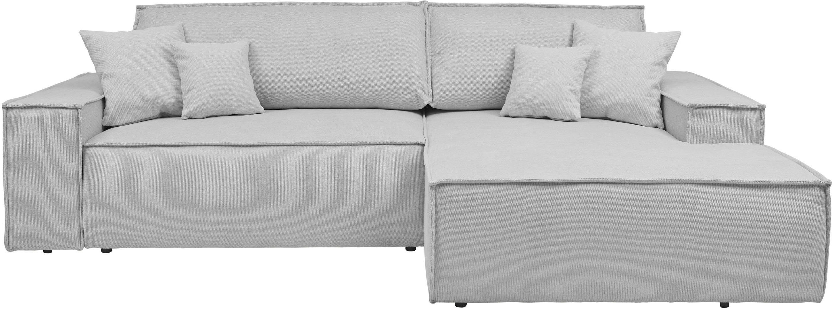 andas Hoekbank Finnley slaapbank 267 cm in Bouclé, fijne structuur en cord, L-vorm