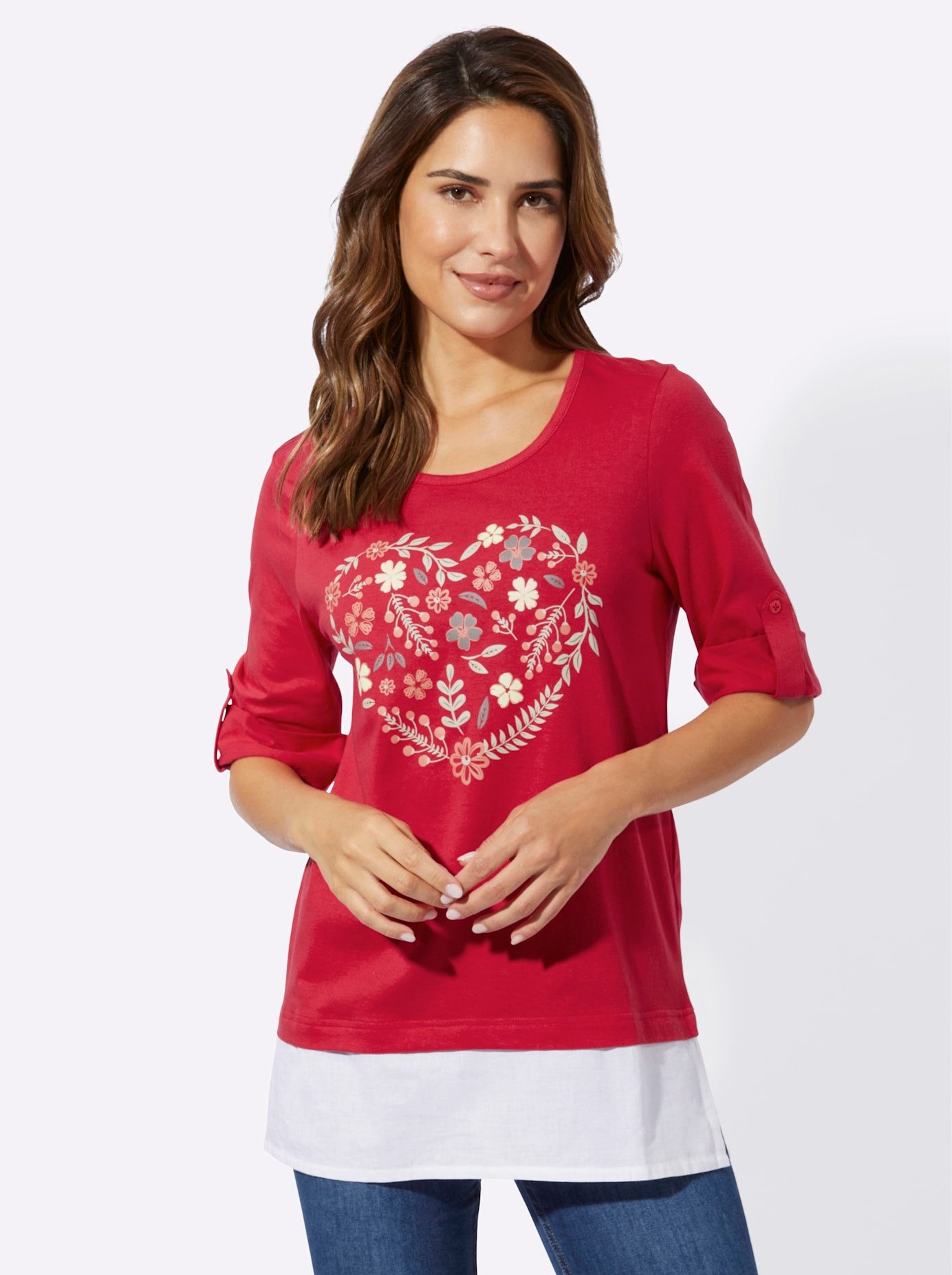 Classic Basics 2-in-1-shirt (1-delig) dames 2-in-1 shirts maat 56 rood