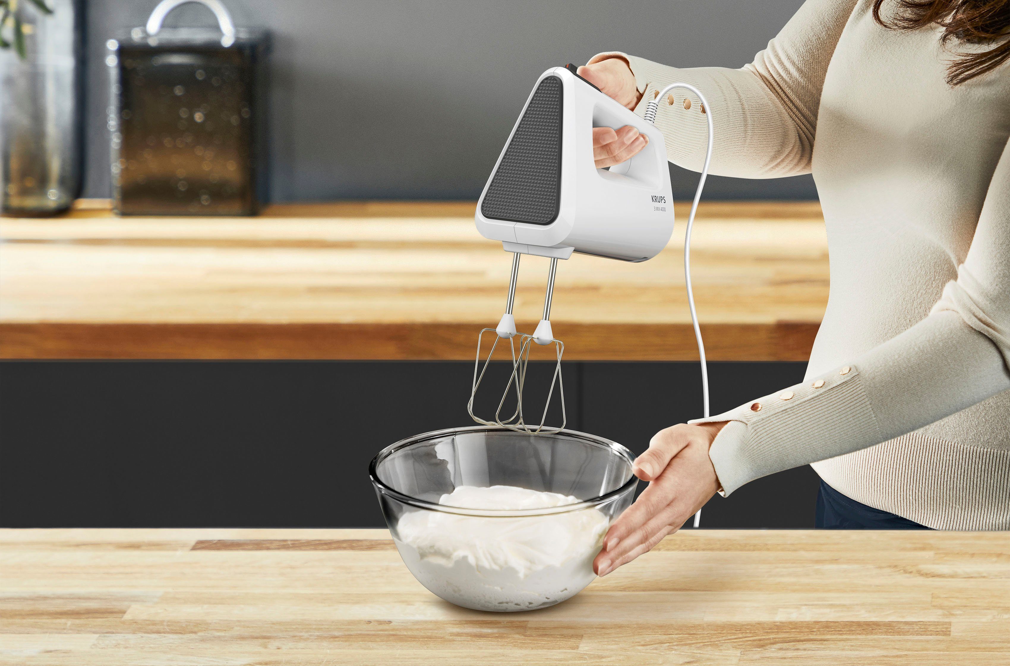 Krups Handmixer 3 Mix 4000 Turbo- en uitwerpfunctie, incl. 2 kloppers en 2 kneedhaken, GN4001