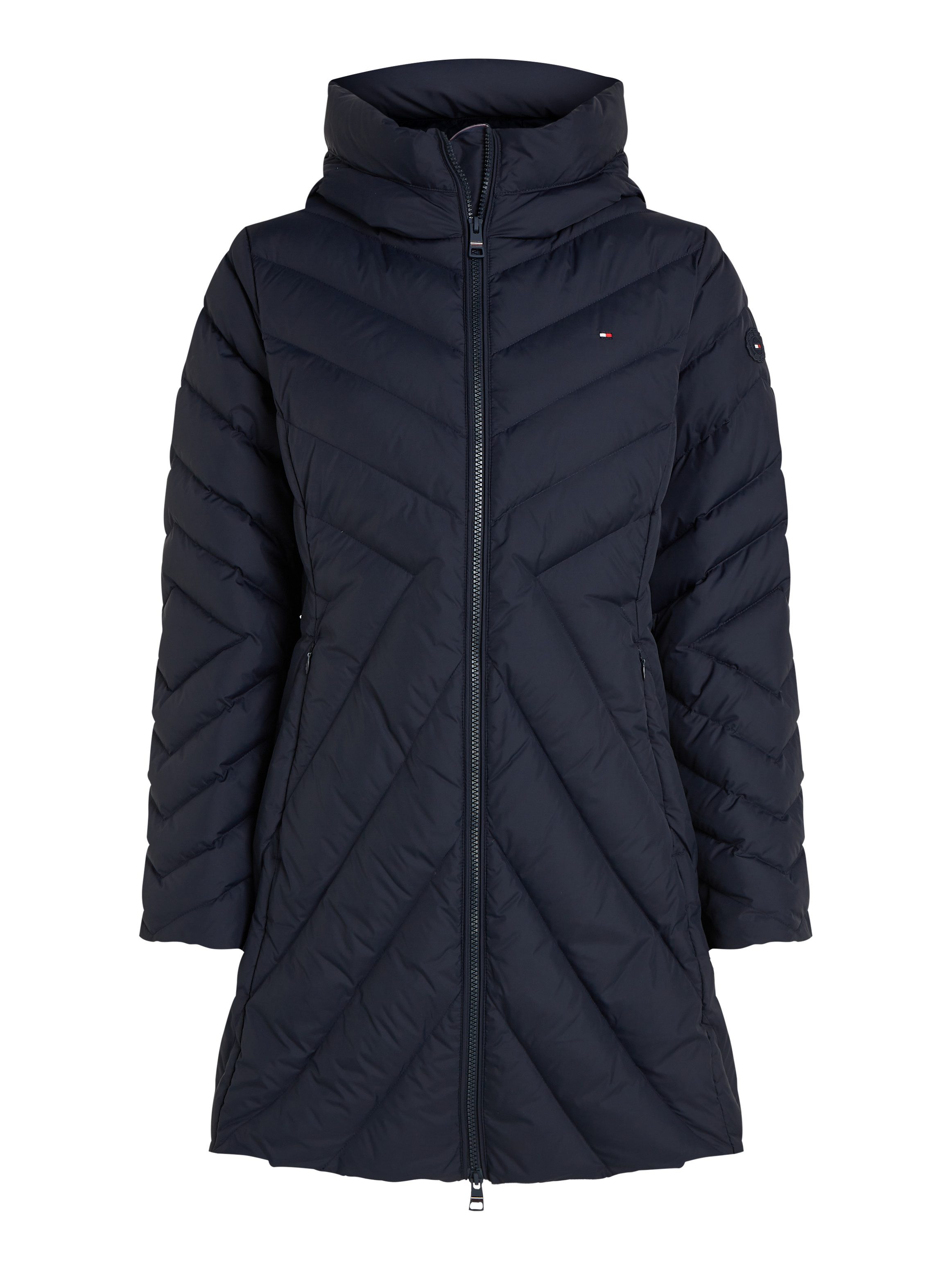 Tommy Hilfiger Gewatteerde jas CHEVRON MW PADDED COAT met gemiddelde vulling en merklabel