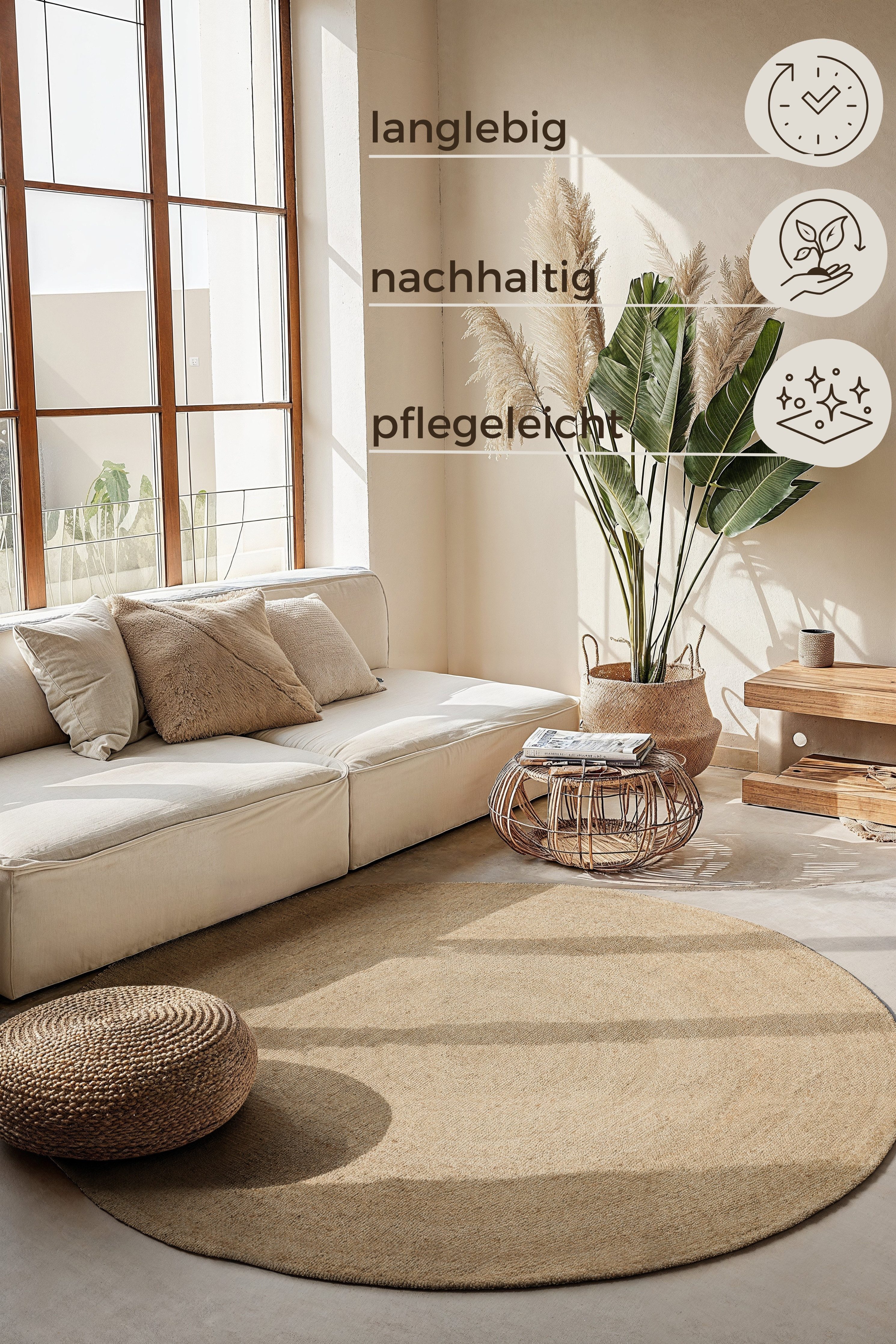 HANSE Home Vloerkleed Rangpur jute tapijt Handgeweven, 100% jute, natuurlijk, woonkamer, hal, boho, scandi