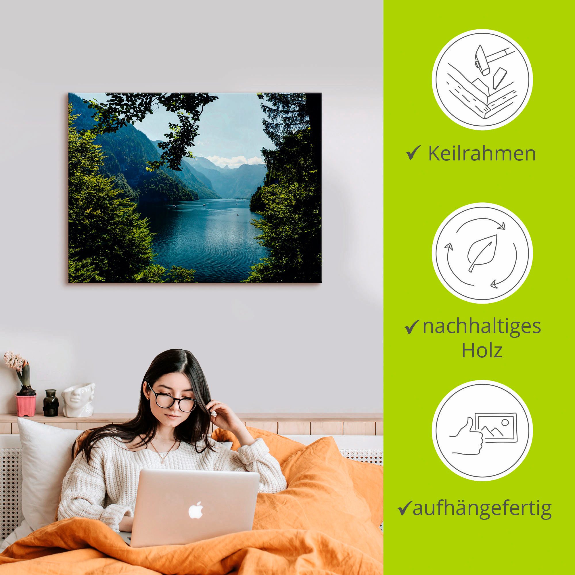 Artland Artprint Schildershoek Königssee- Alpen als artprint op linnen, poster, muursticker in verschillende maten